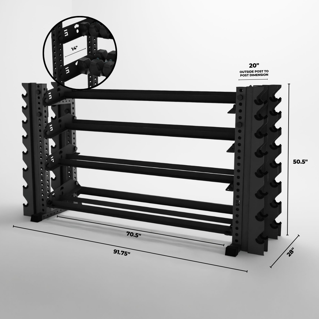 Alpha | 4-Tier Horizontal Rack | Double-Post