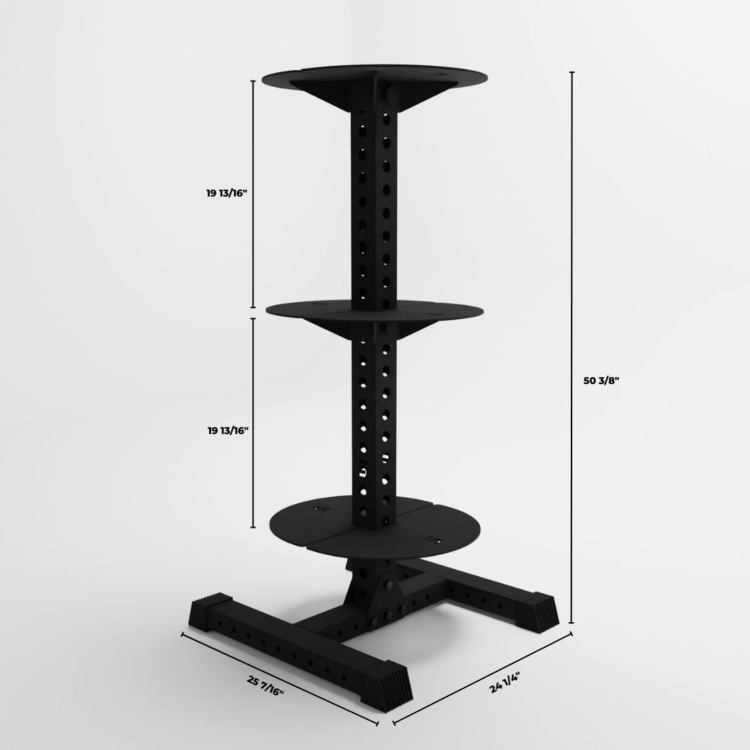 black alpha 3-tier vertical kettlebell rack dimensions