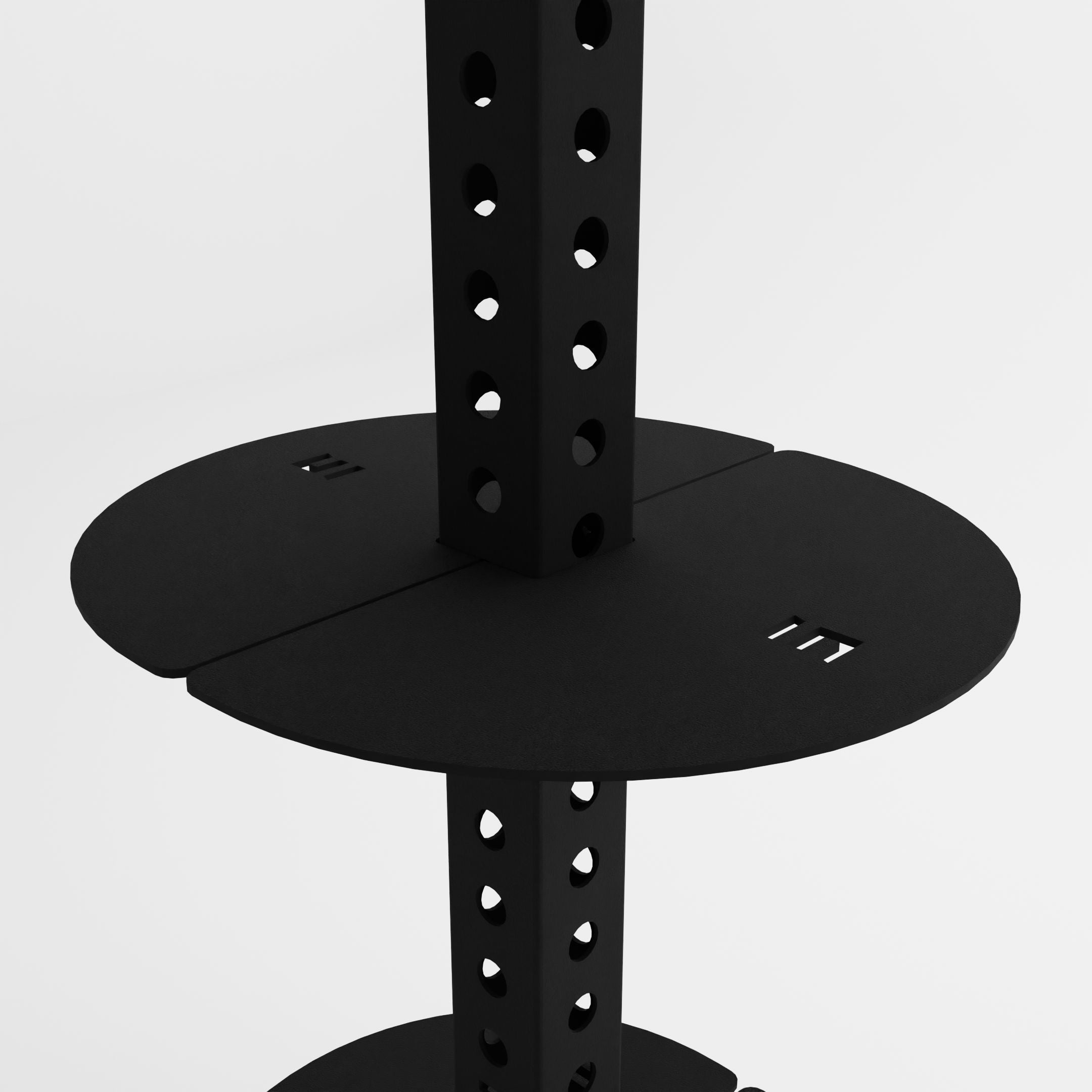 black alpha 3-tier vertical kettlebell rack shelf