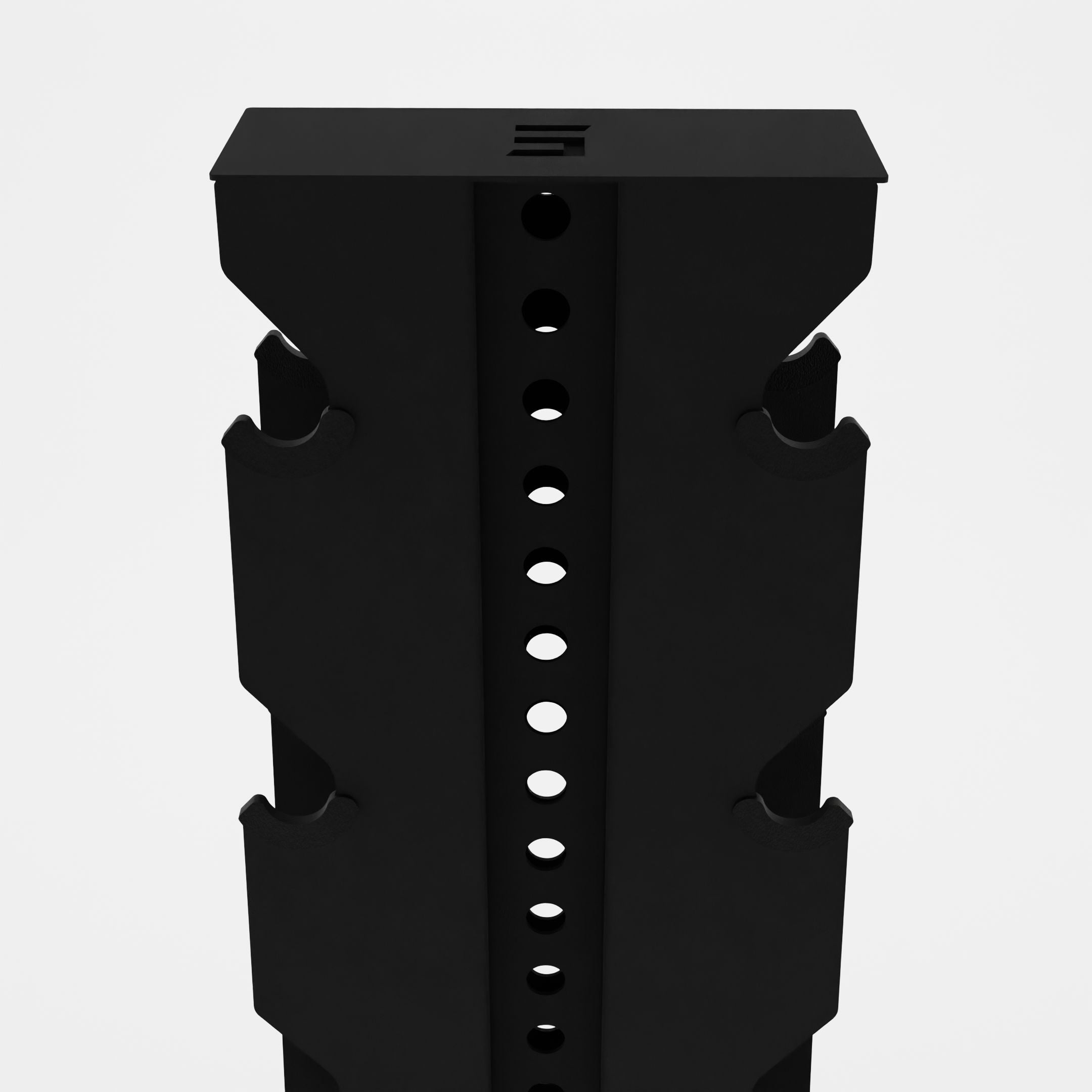 black alpha elite vertical dumbbell storage rack top view