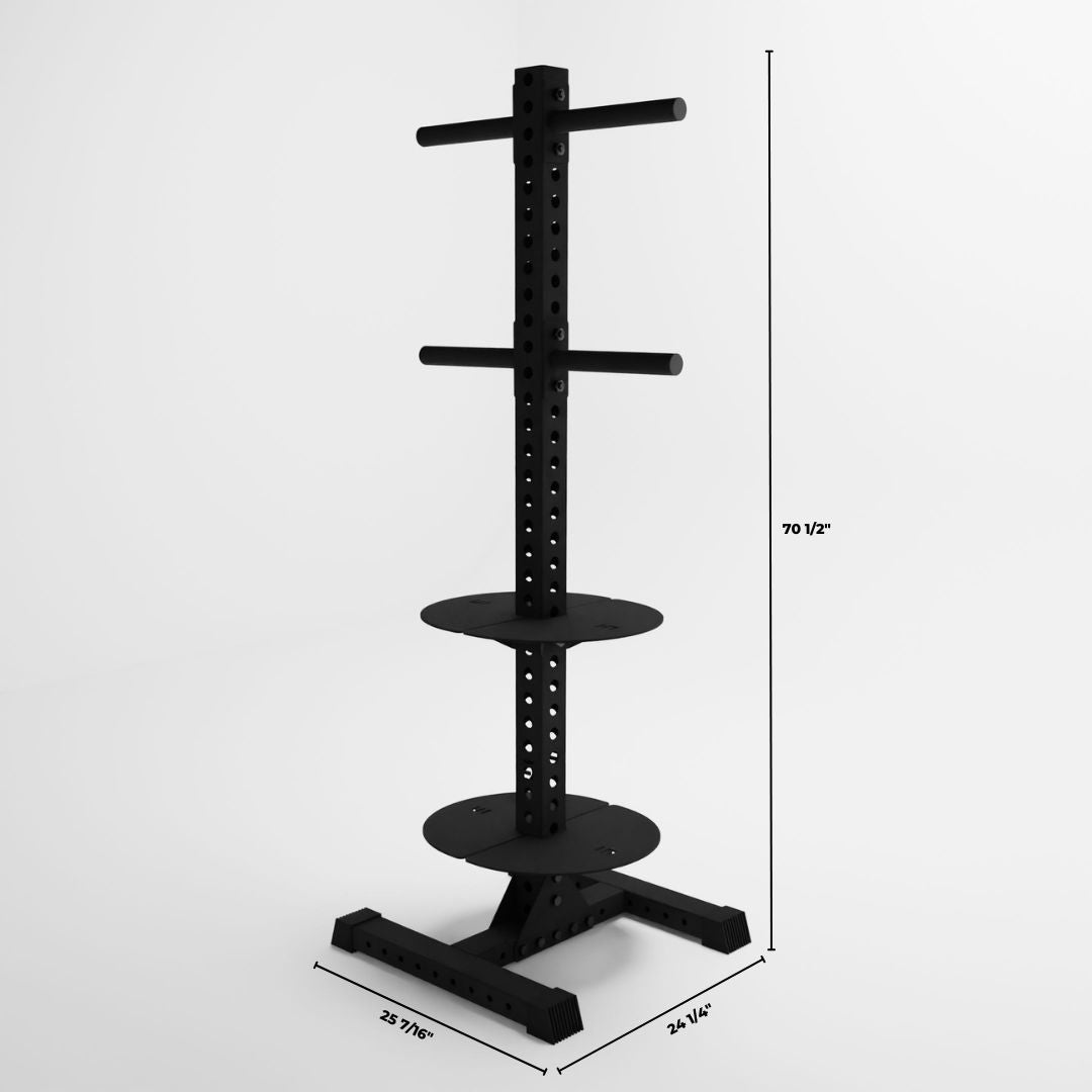 black delta pk vertical hybrid weight plate and kettlebell storage rack dimensions