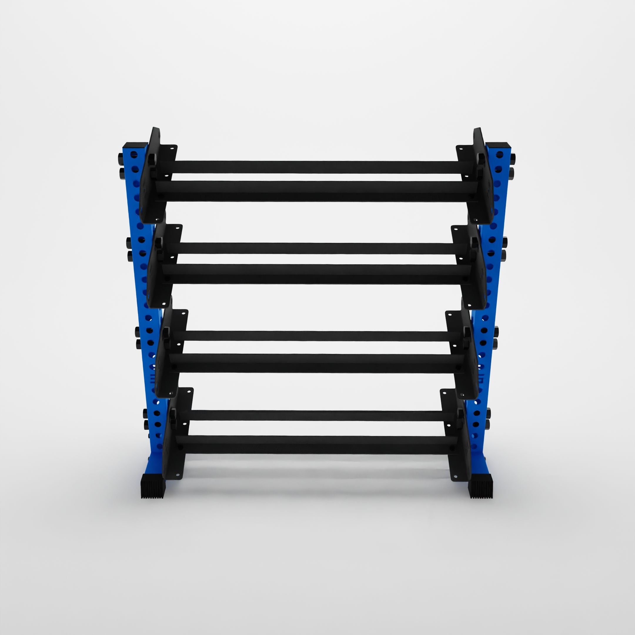 blue 43-inch alpha 4-tier horizontal dumbbell rack
