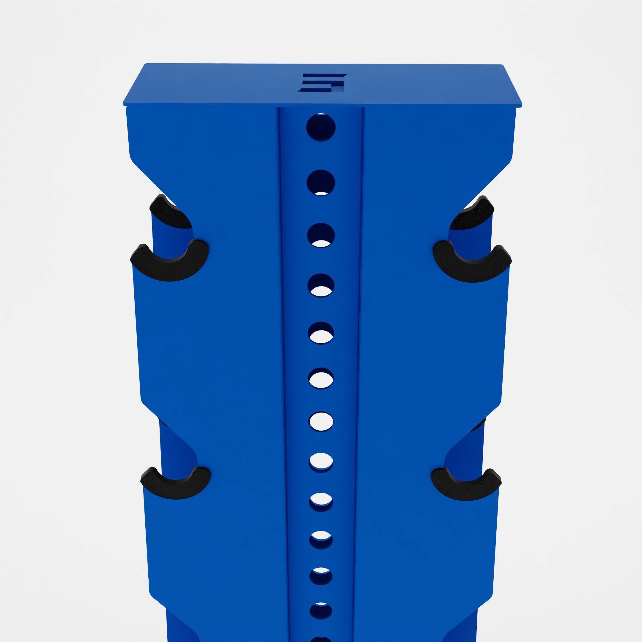 blue alpha elite vertical dumbbell storage rack top view