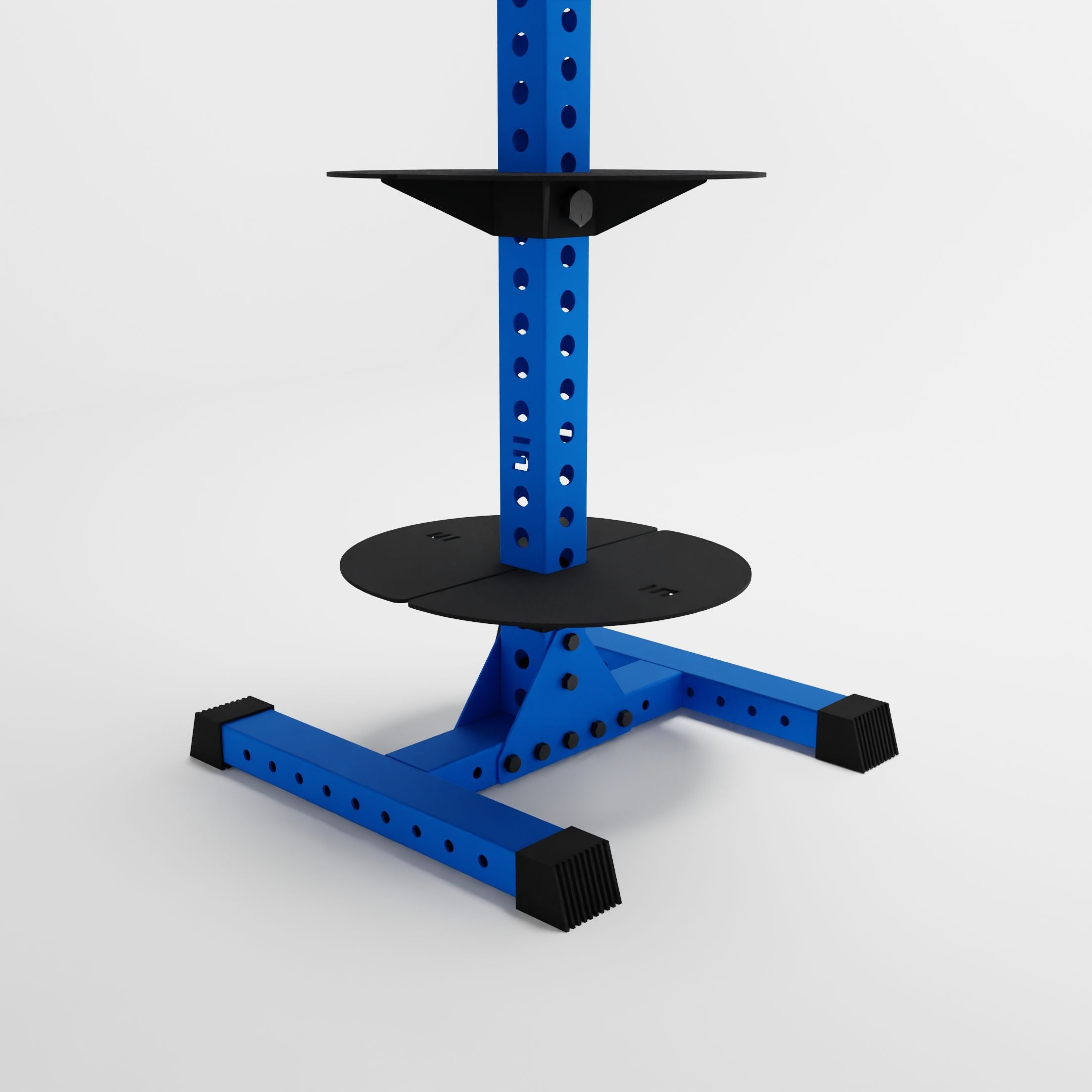 blue delta pk vertical hybrid weight plate and kettlebell storage rack base