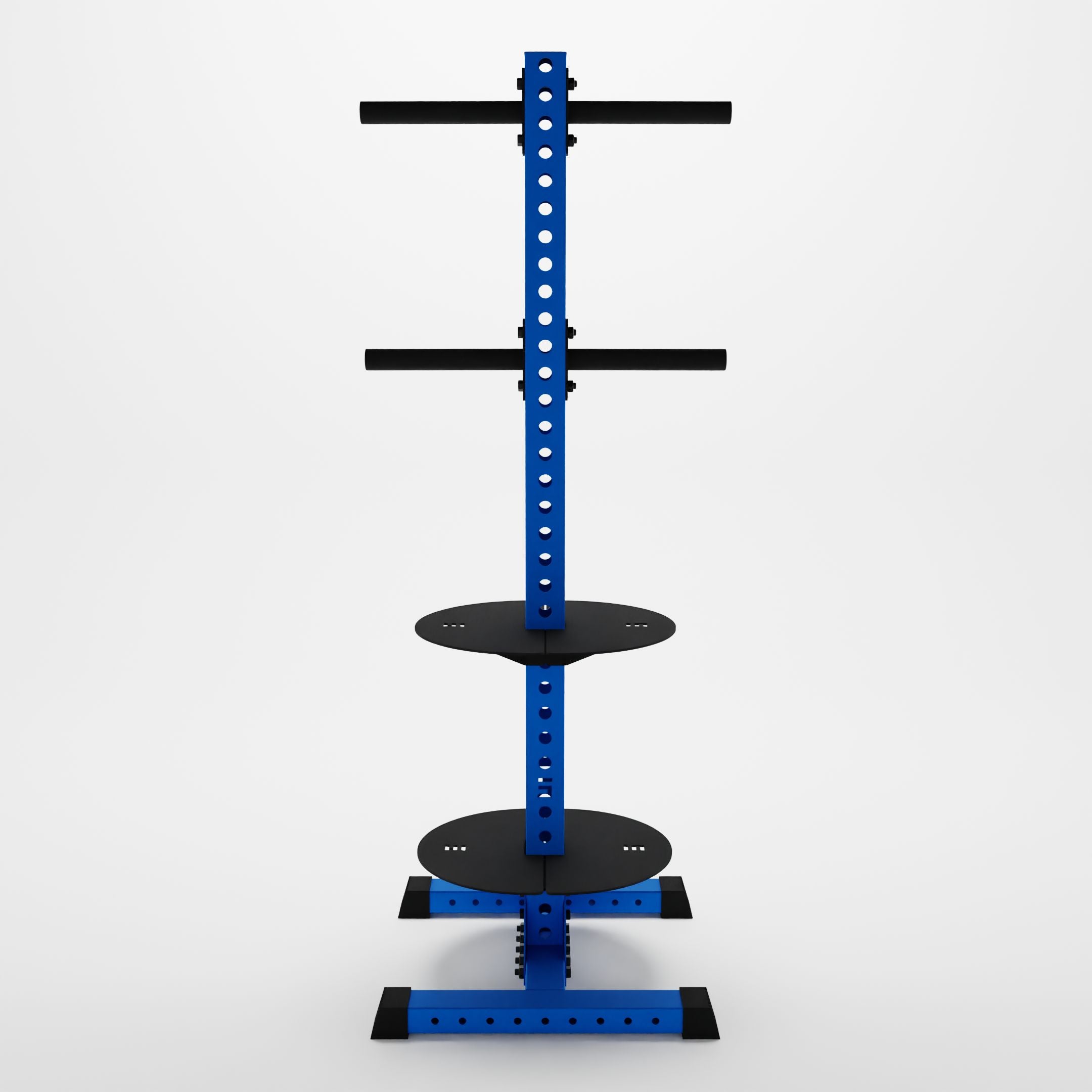 blue delta pk vertical hybrid weight plate and kettlebell storage rack