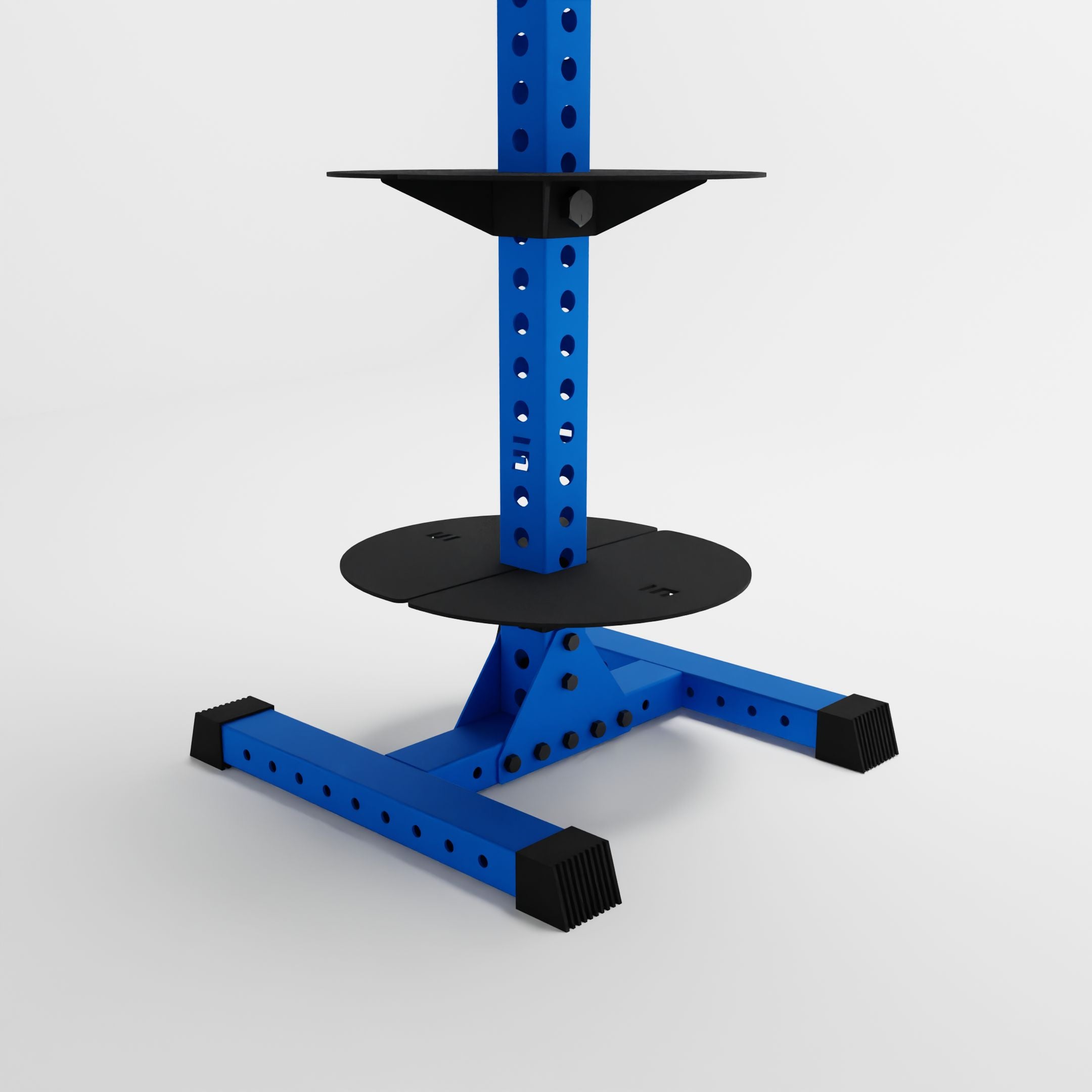 blue delta pk vertical hybrid weight plate and kettlebell storage rack base