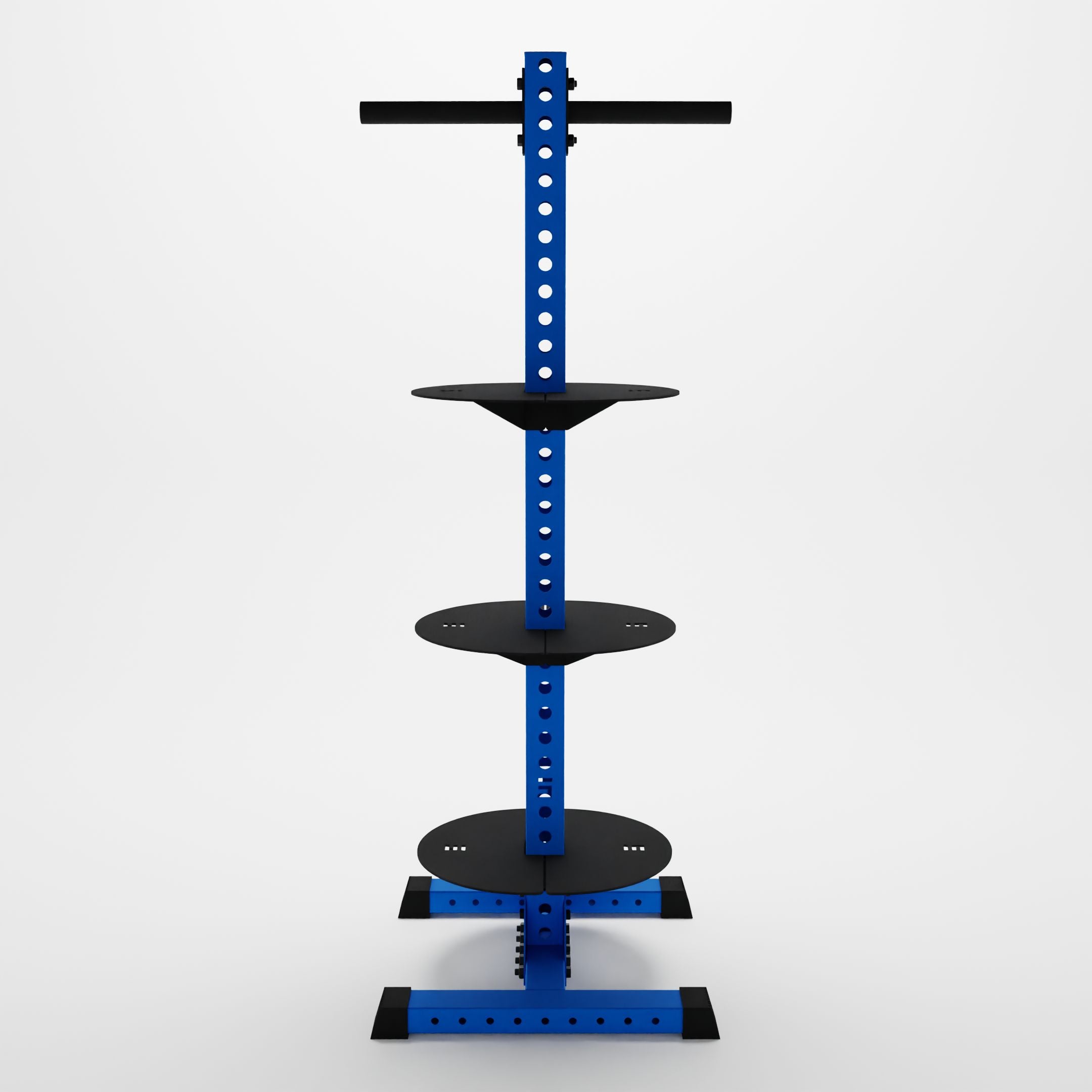 blue delta pk vertical hybrid weight plate and kettlebell storage rack