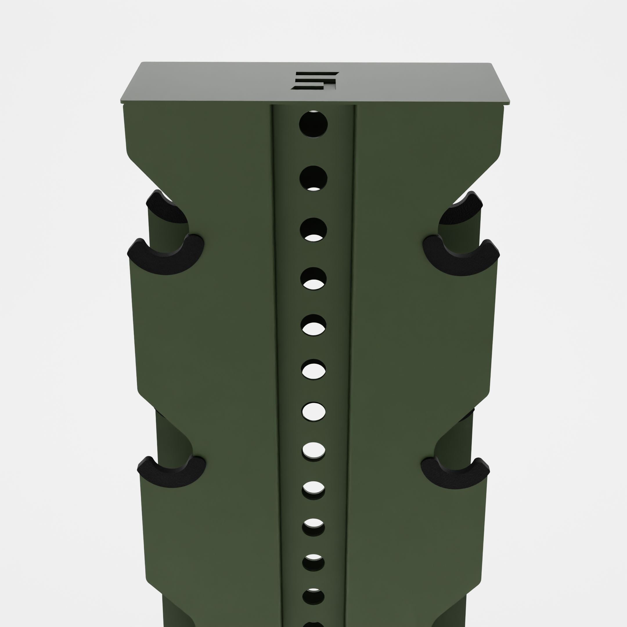 green alpha elite vertical dumbbell storage rack top view