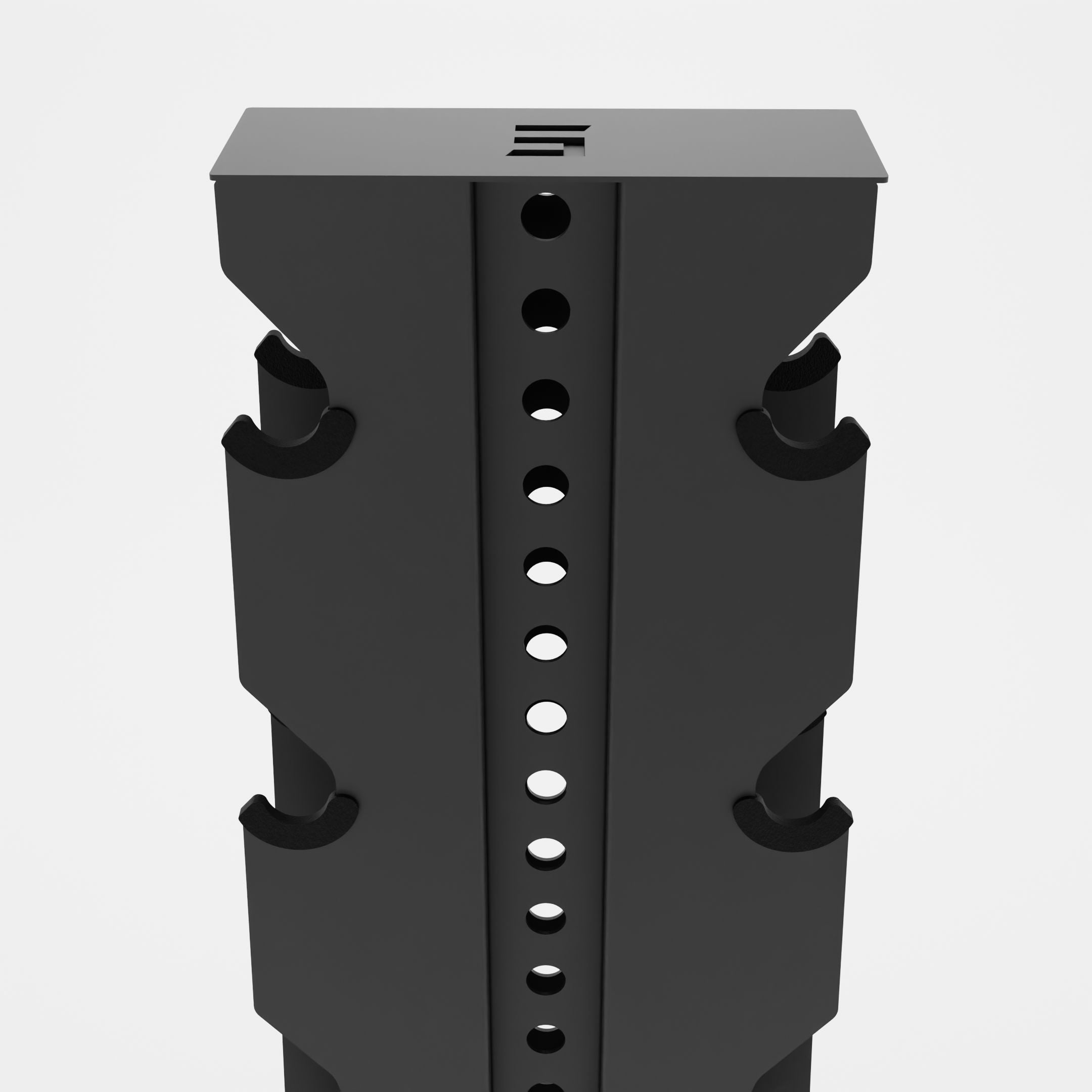 grey alpha elite vertical dumbbell storage rack top view