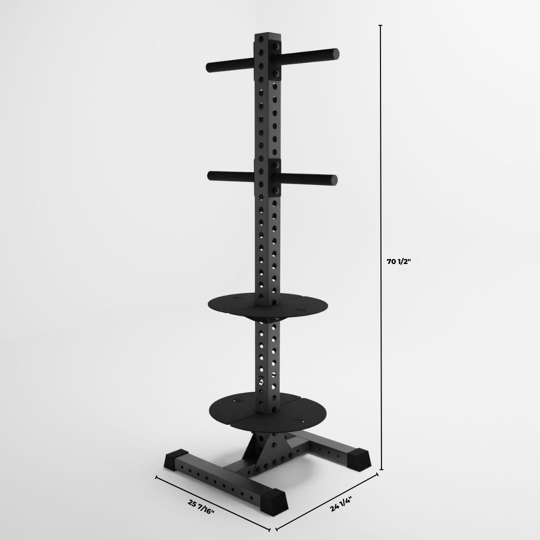 grey delta pk vertical hybrid weight plate and kettlebell storage rack dimensions