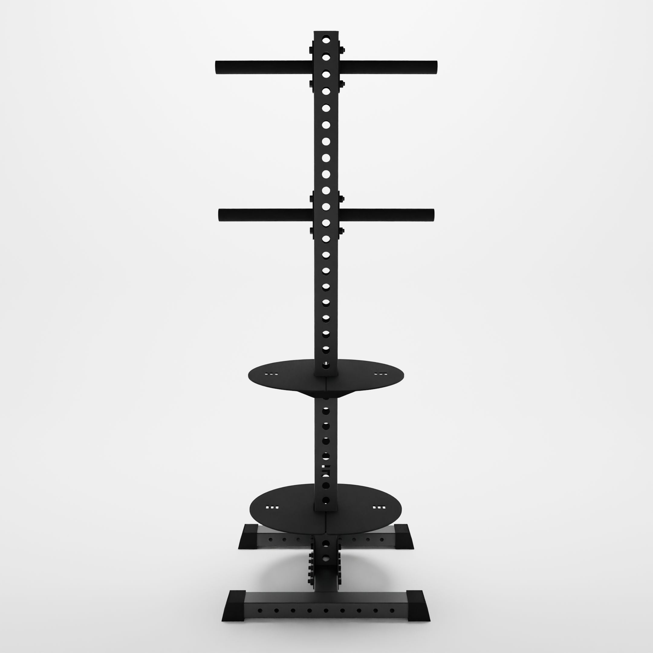 grey delta pk vertical hybrid weight plate and kettlebell storage rack