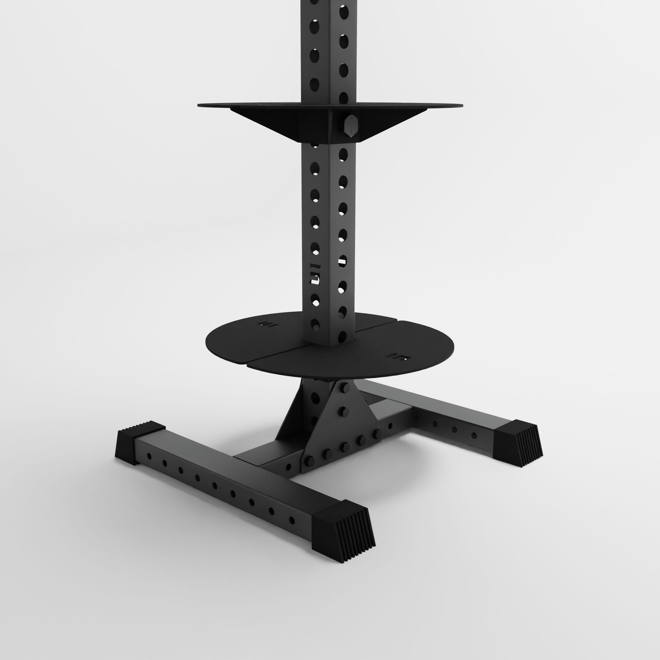 grey delta pk vertical hybrid weight plate and kettlebell storage rack base