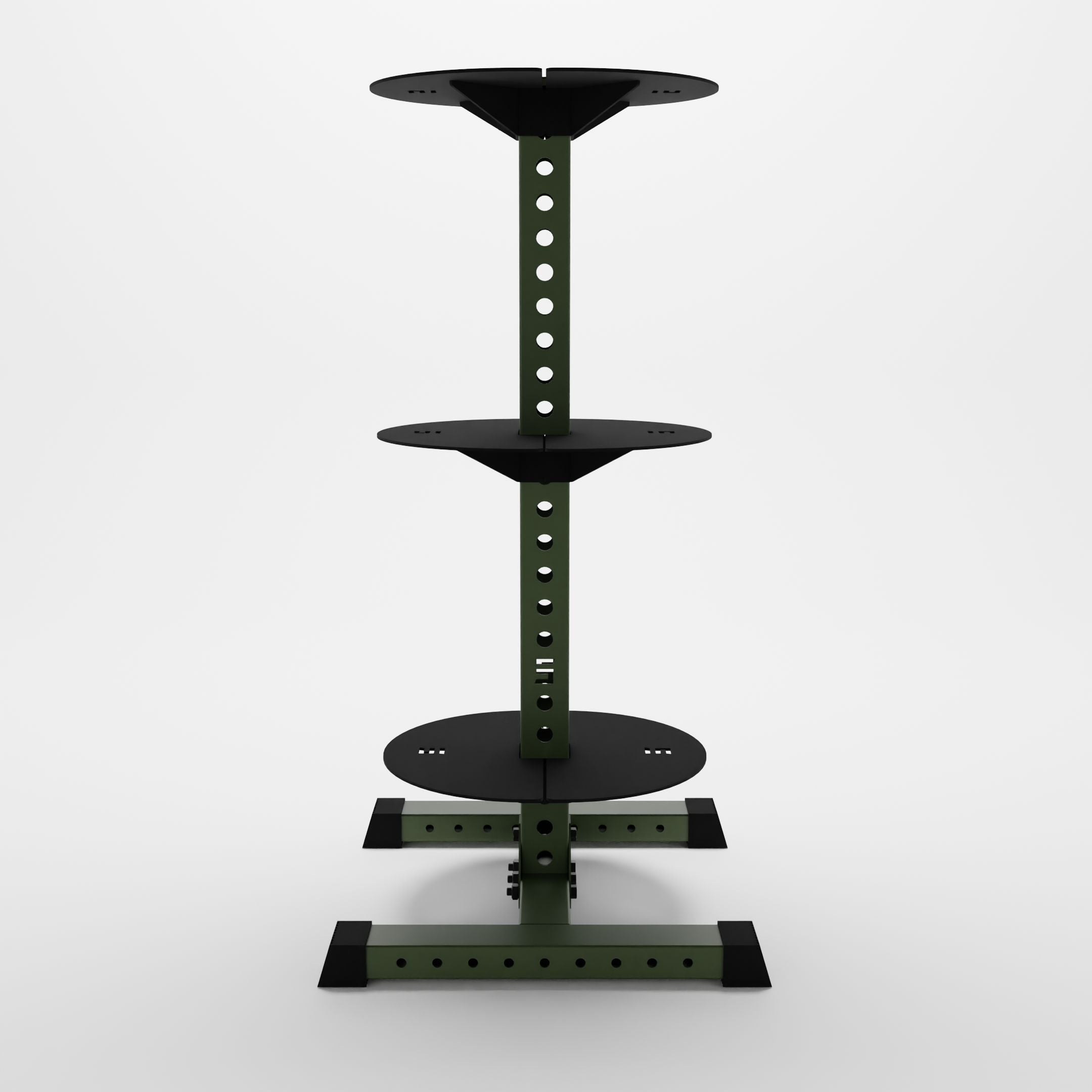 military green alpha 3-tier vertical kettlebell rack