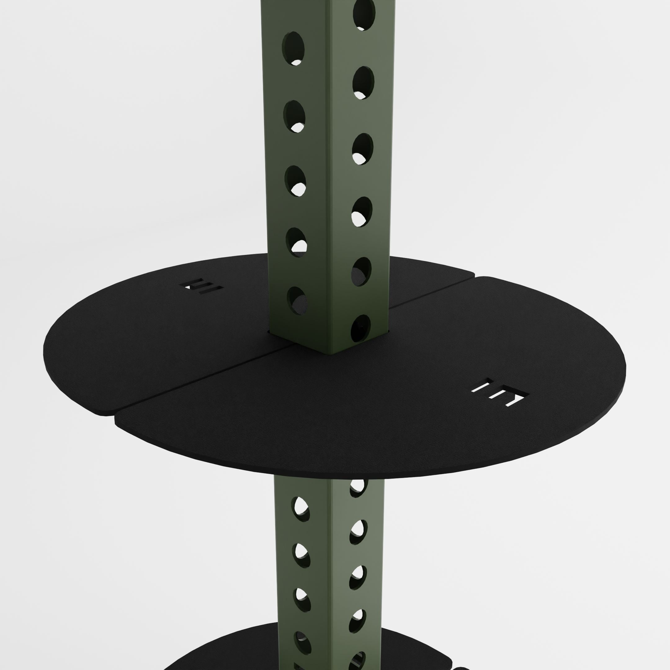 military green alpha 3-tier vertical kettlebell rack shelf