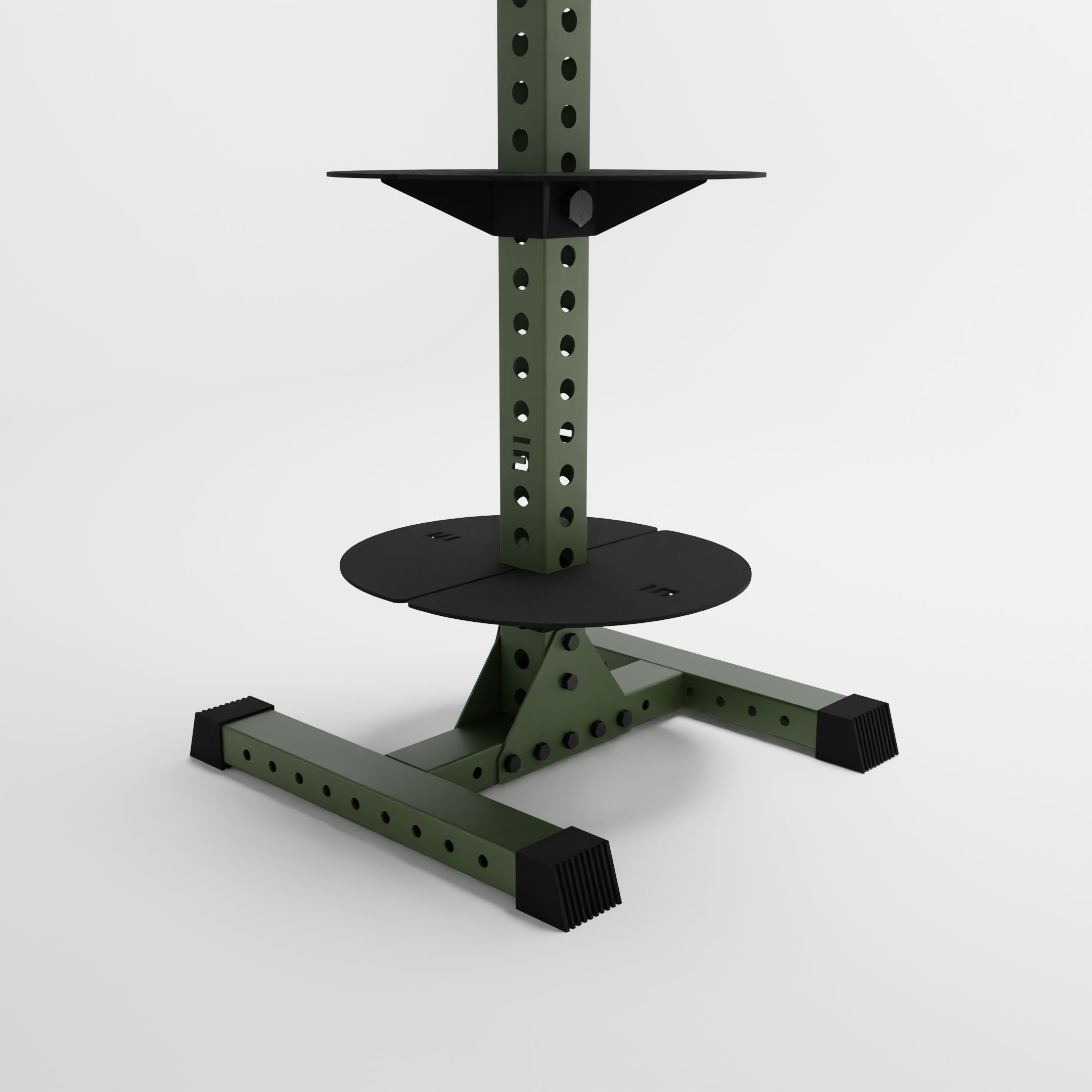 military green delta pk vertical hybrid weight plate and kettlebell storage rack base