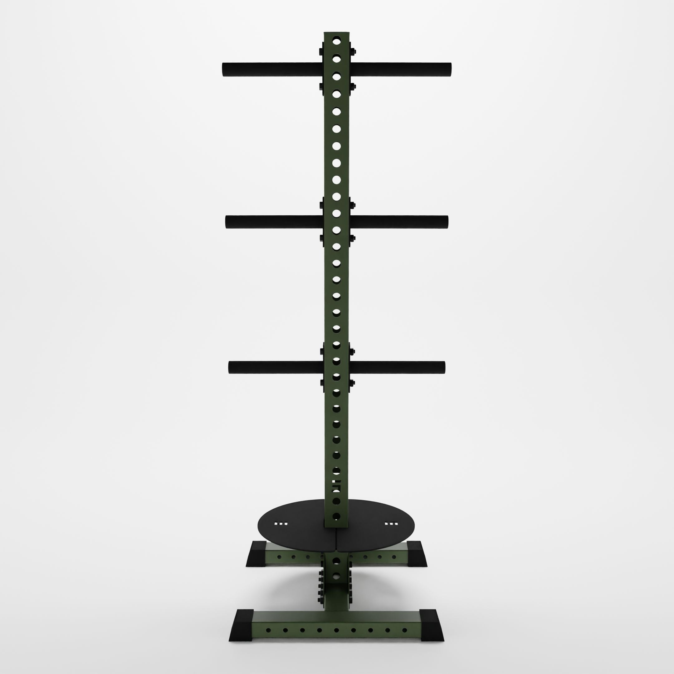 military green delta pk vertical hybrid weight plate and kettlebell storage rack