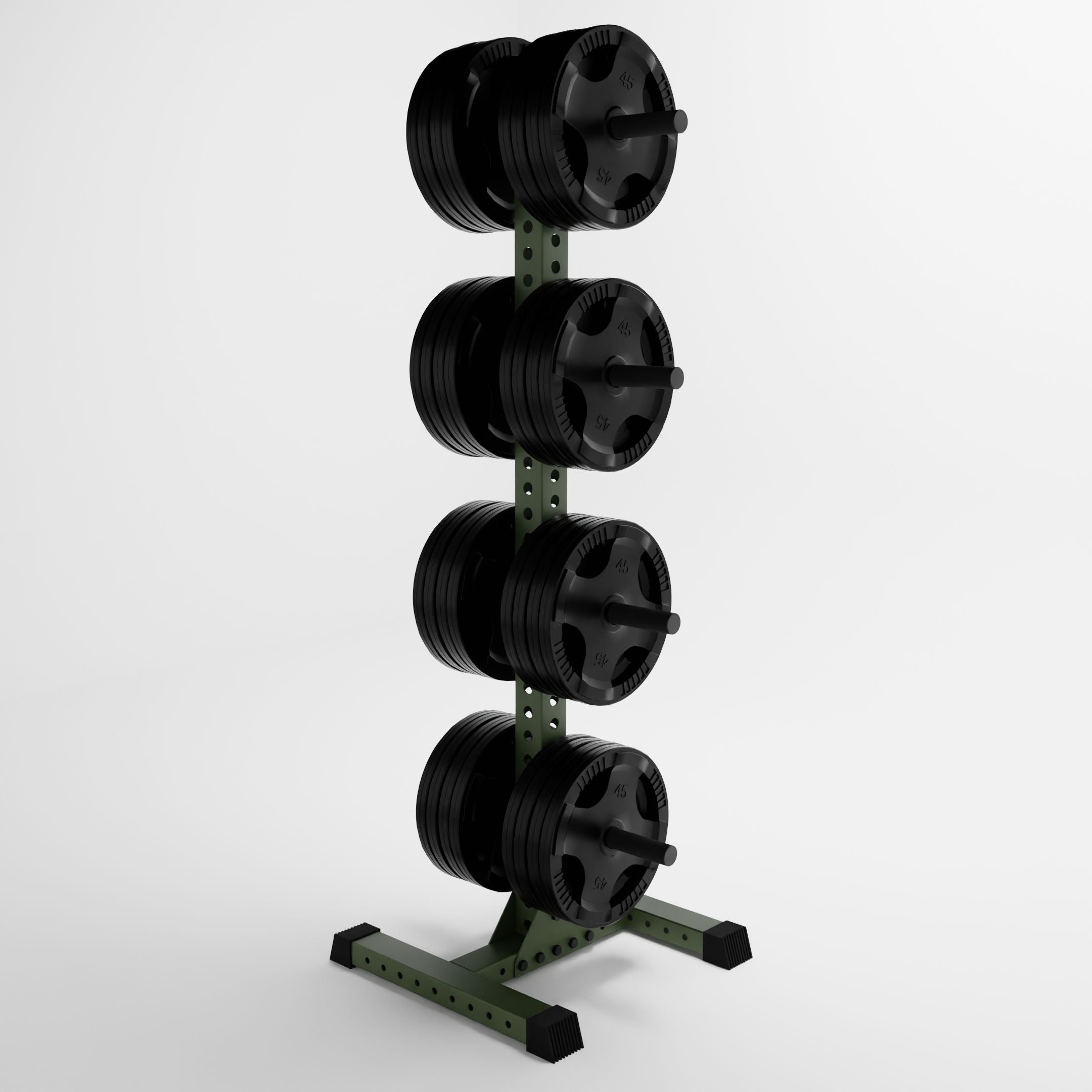 military green delta 4-tier vertical weight plate tree side view
