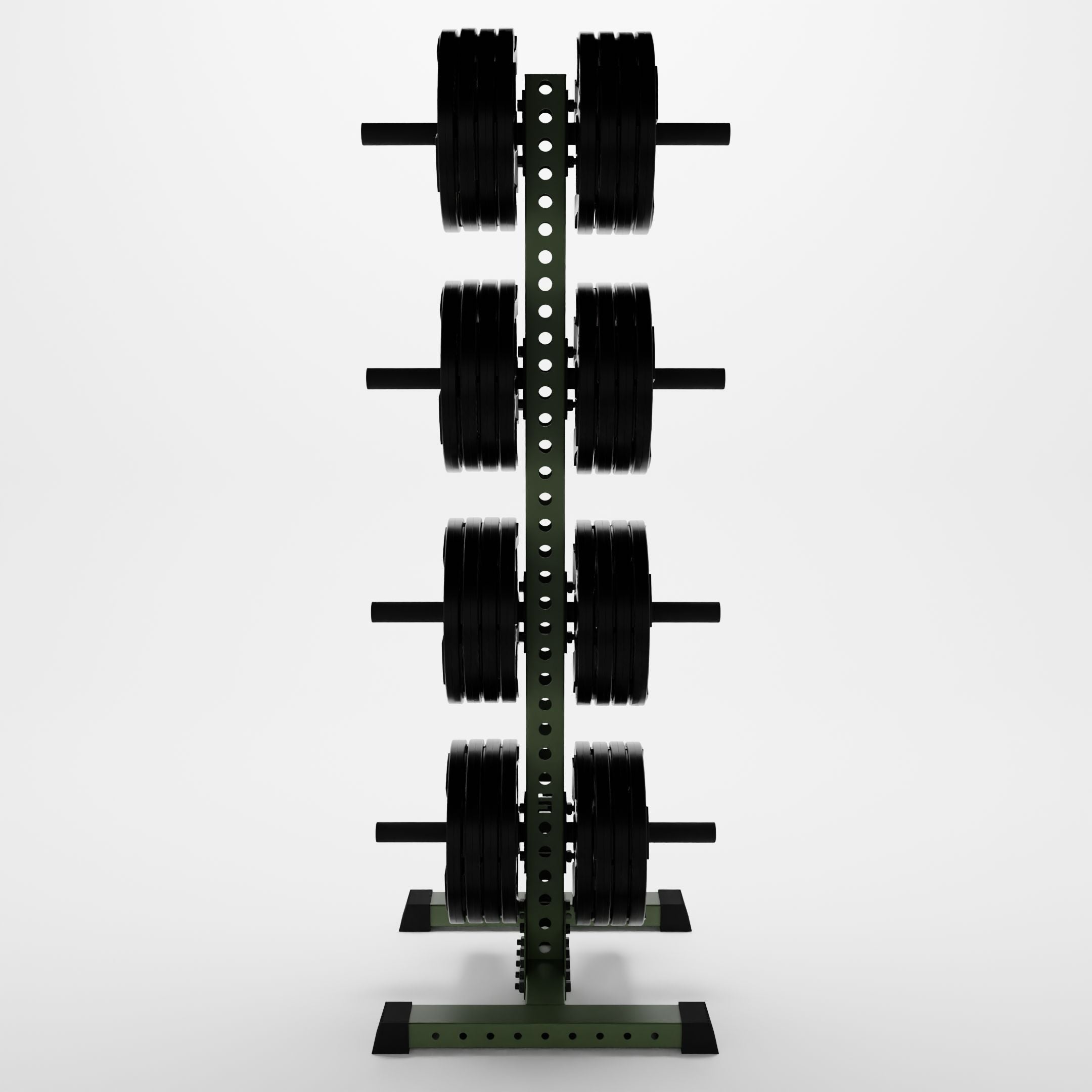 military green delta 4-tier vertical weight plate tree storing weight plates