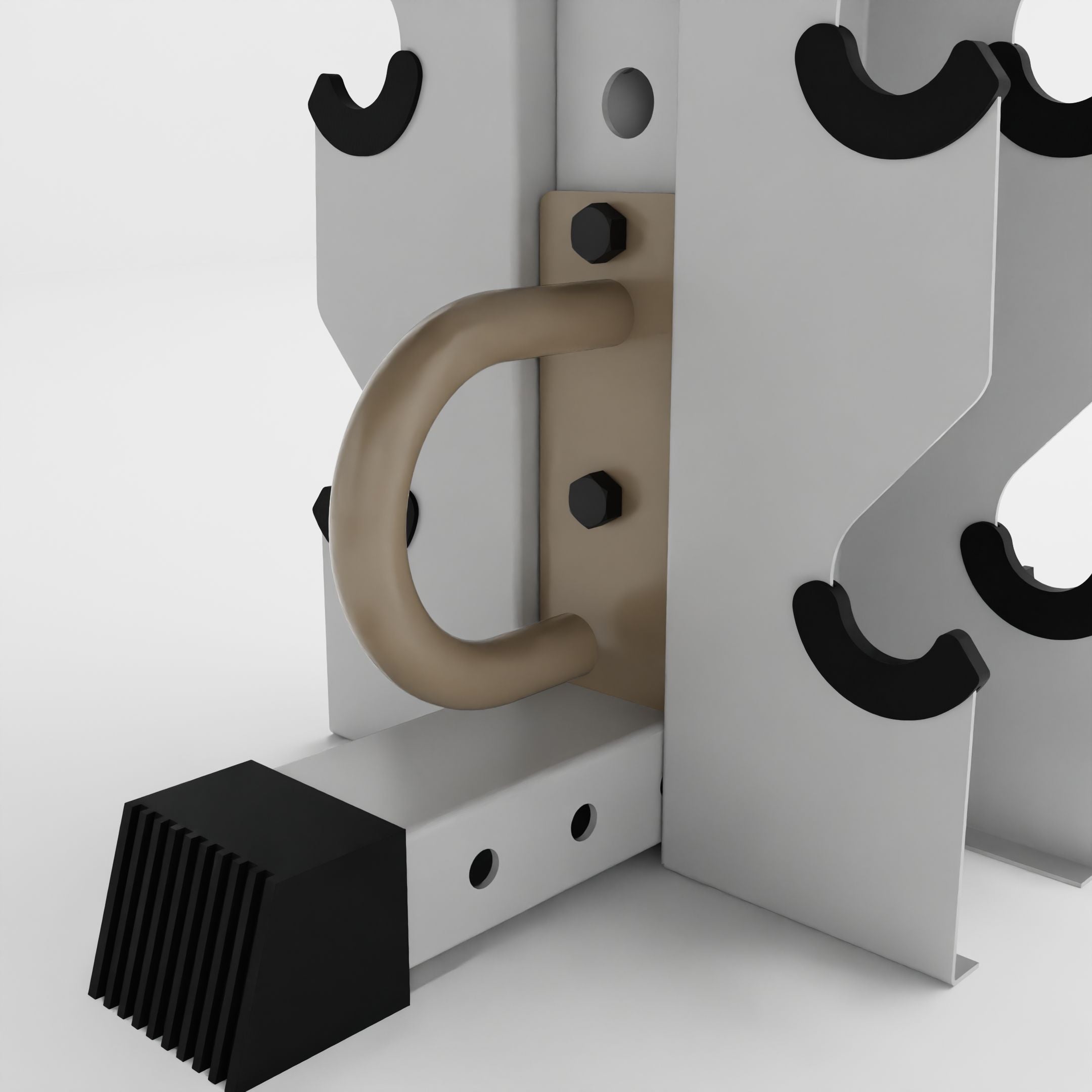 military tan battle rope anchor for a 3x3 anchor attached to a rack base