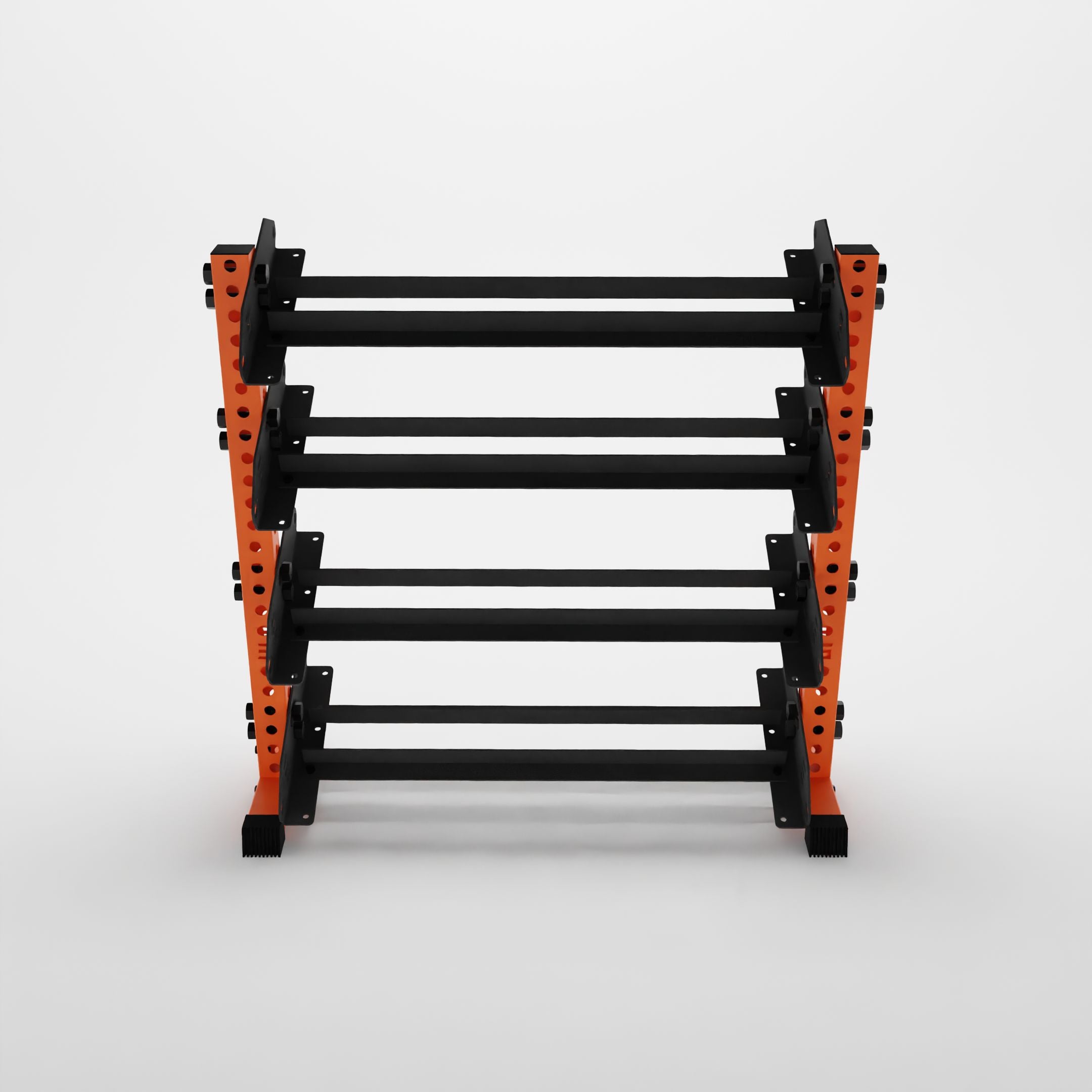 orange 43-inch alpha 4-tier horizontal dumbbell rack