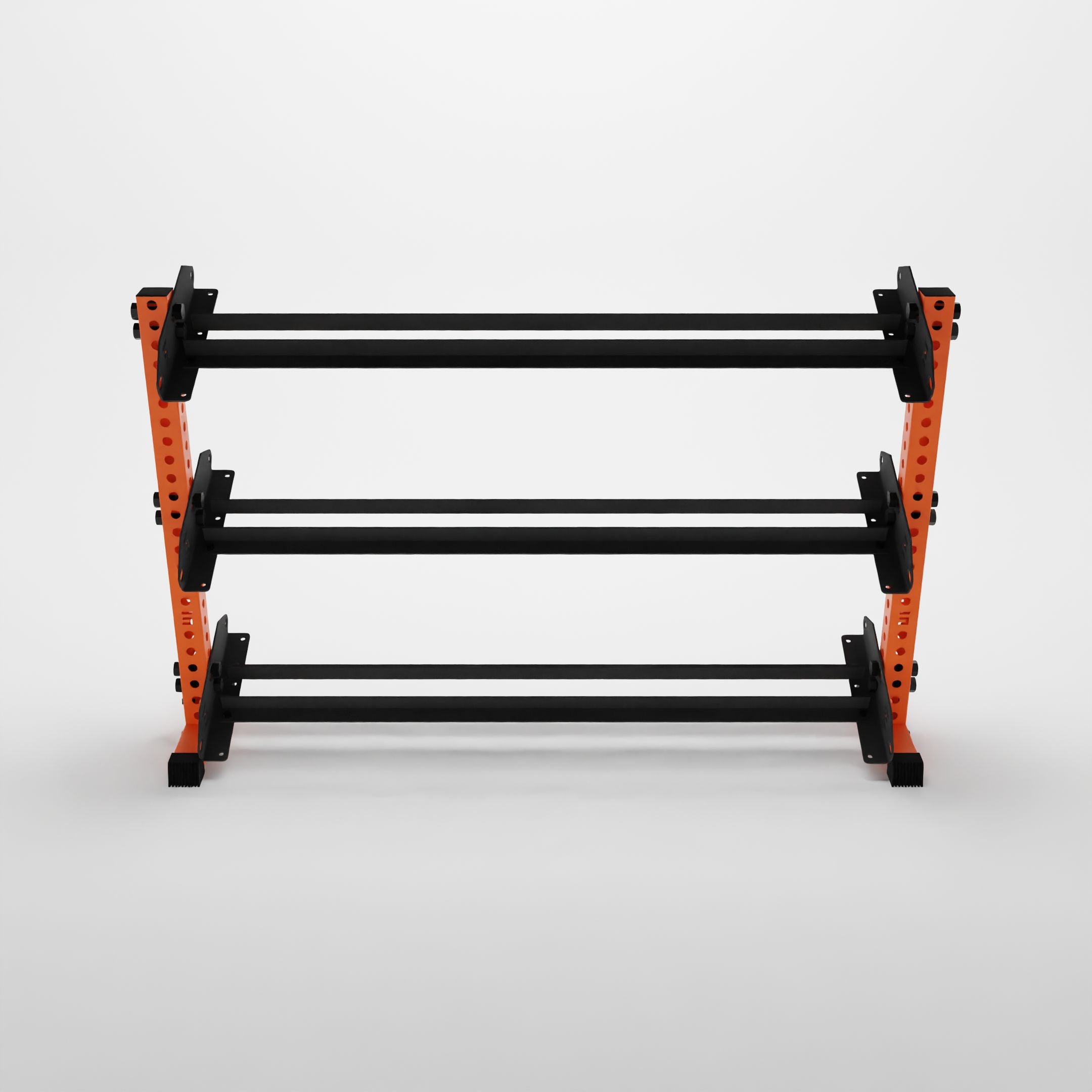 orange 70-inch alpha 3-tier horizontal dumbbell rack