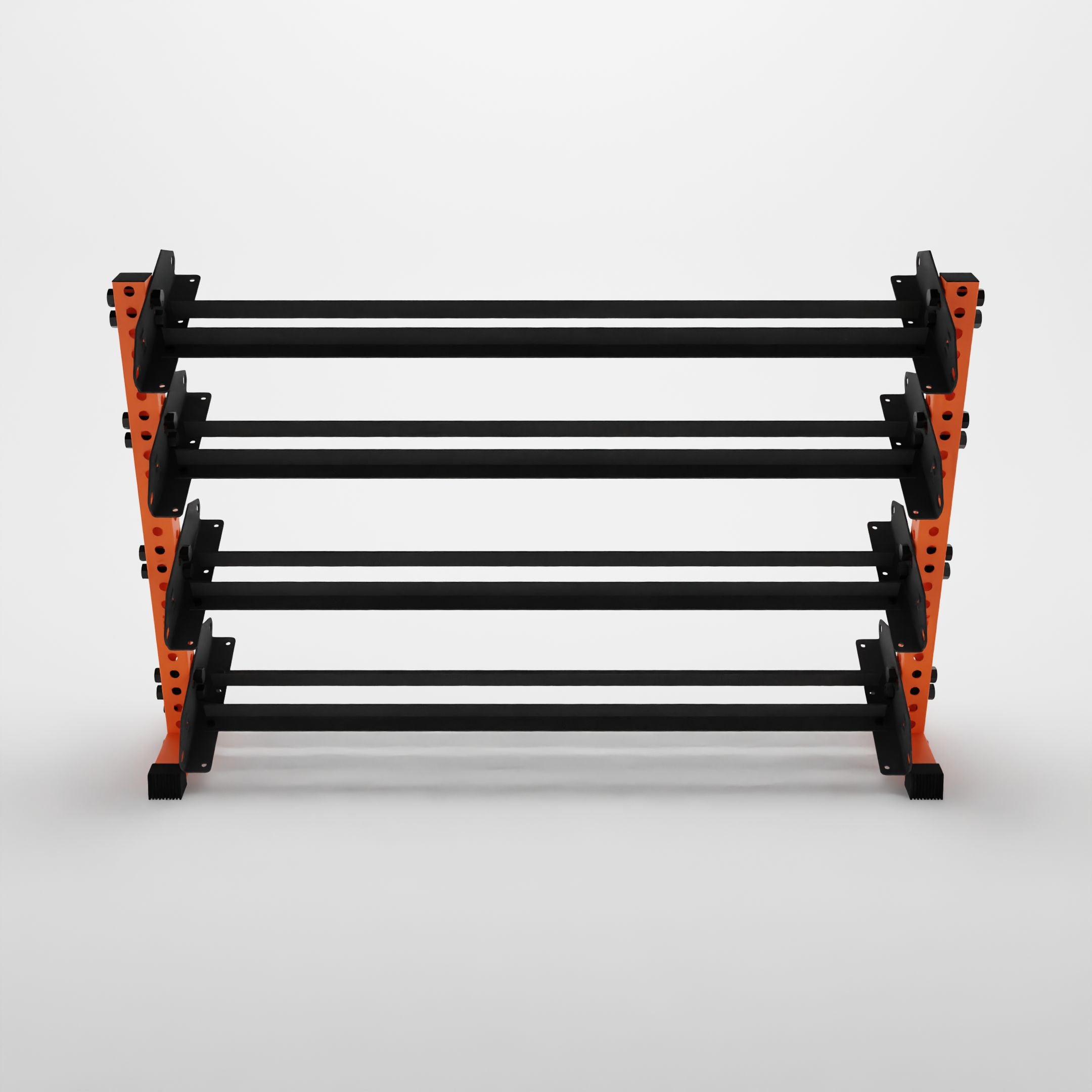 orange 70-inch alpha 4-tier horizontal dumbbell rack