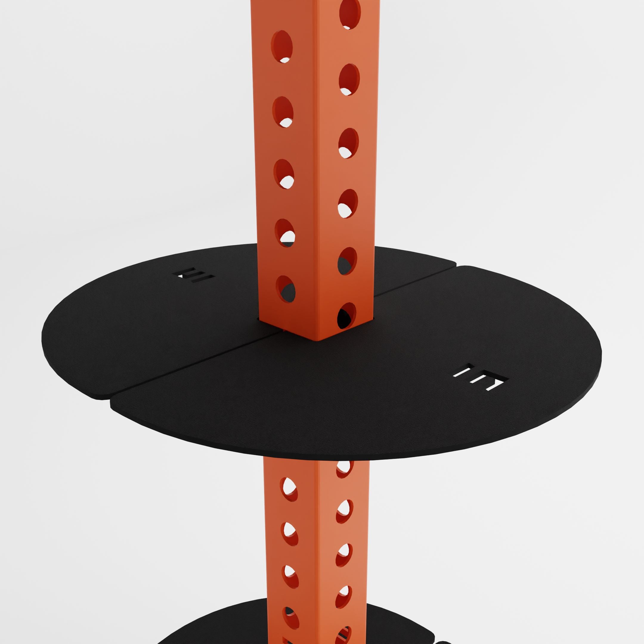 orange alpha 3-tier vertical kettlebell rack shelf