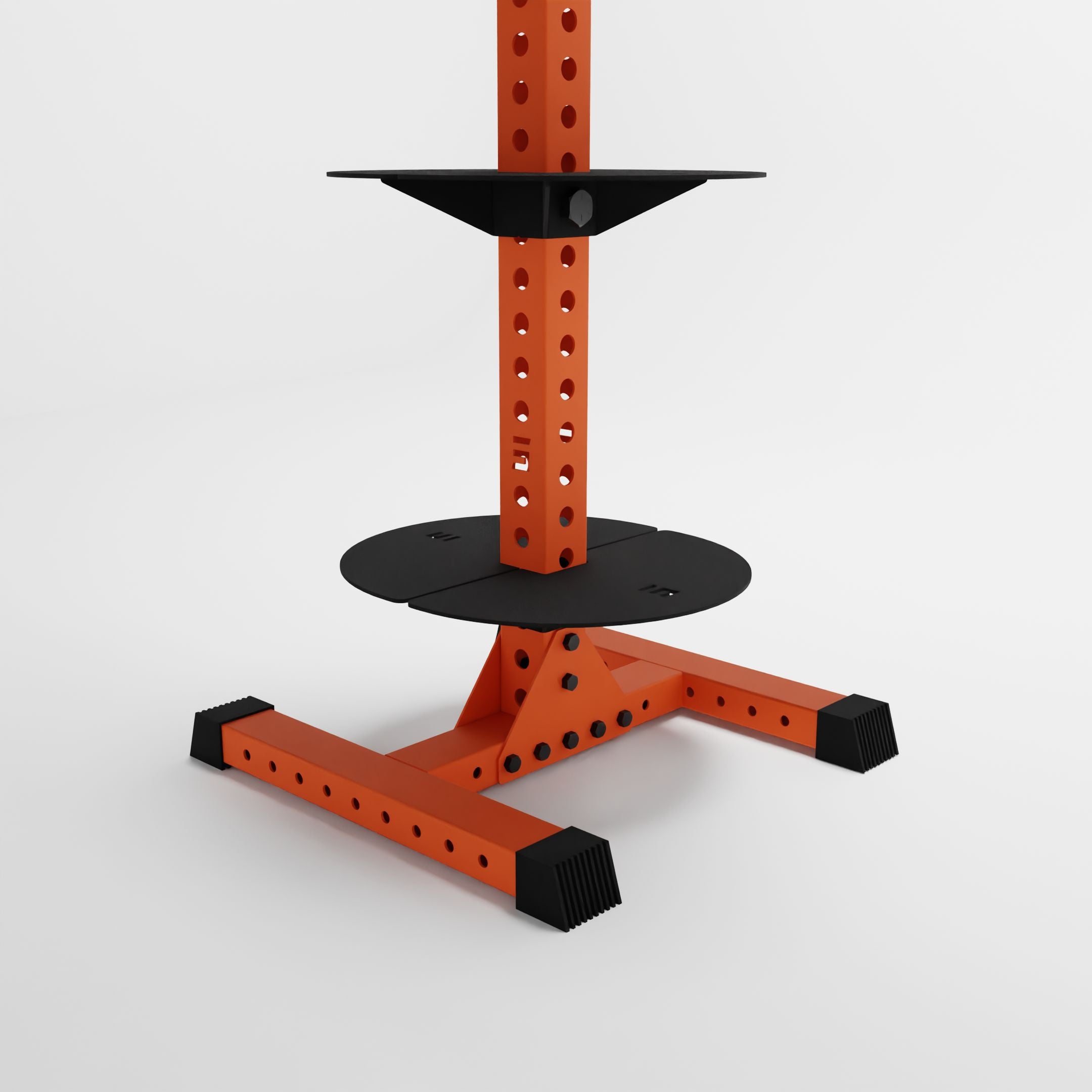 orange delta pk vertical hybrid weight plate and kettlebell storage rack base