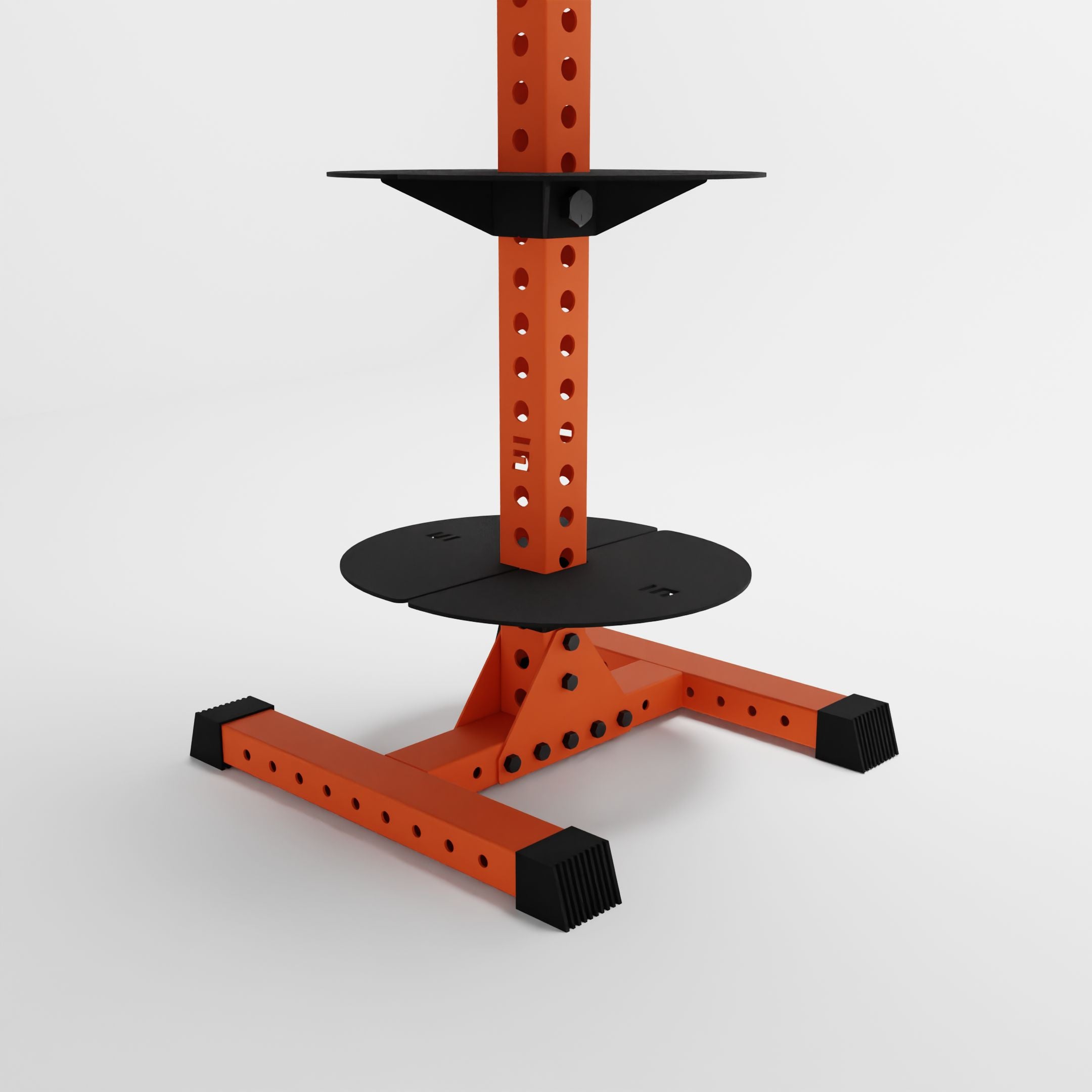 orange delta pk vertical hybrid weight plate and kettlebell storage rack base