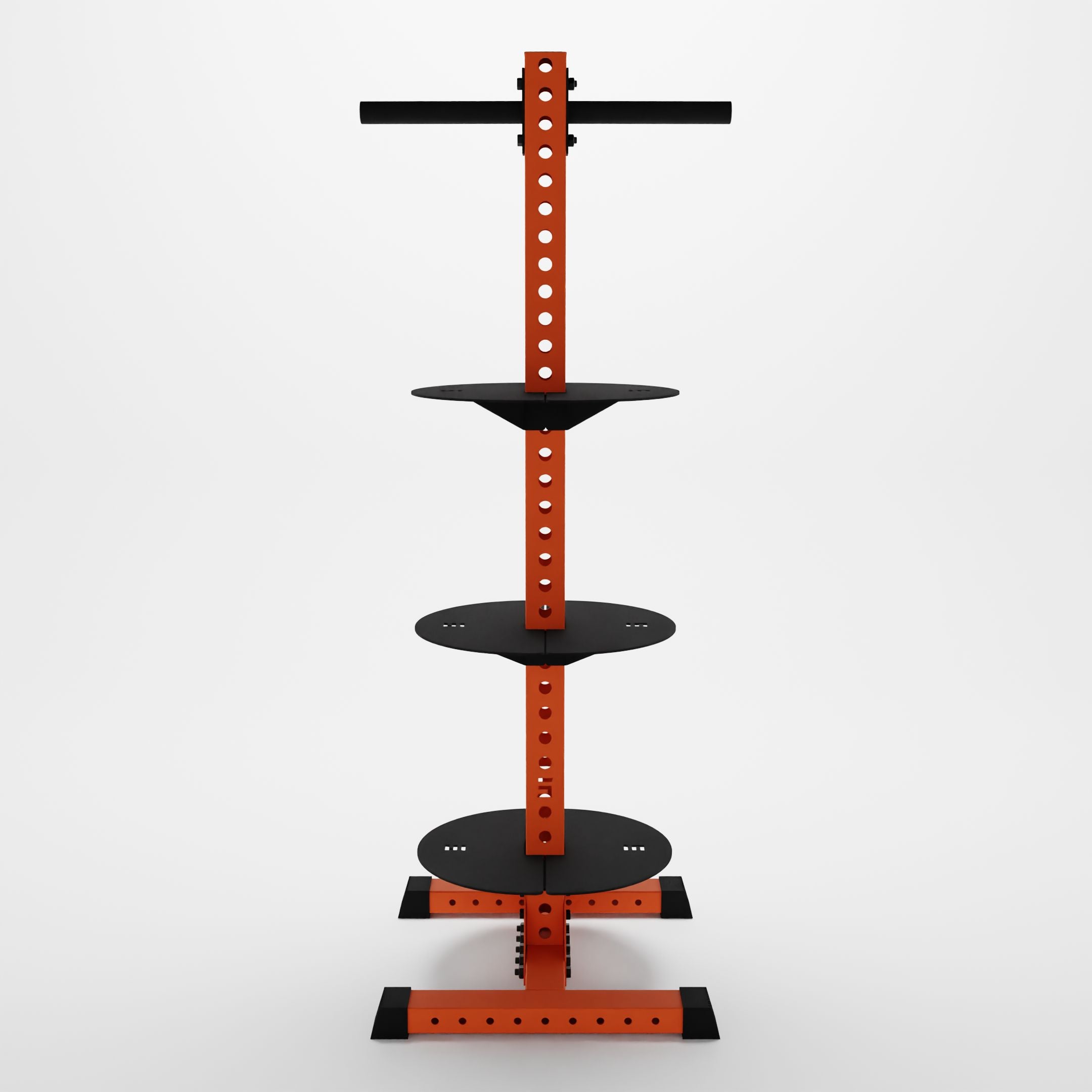 orange delta pk vertical hybrid weight plate and kettlebell storage rack