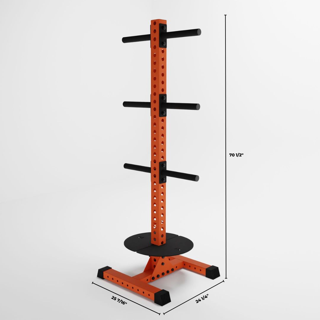orange delta pk vertical hybrid weight plate and kettlebell storage rack dimensions