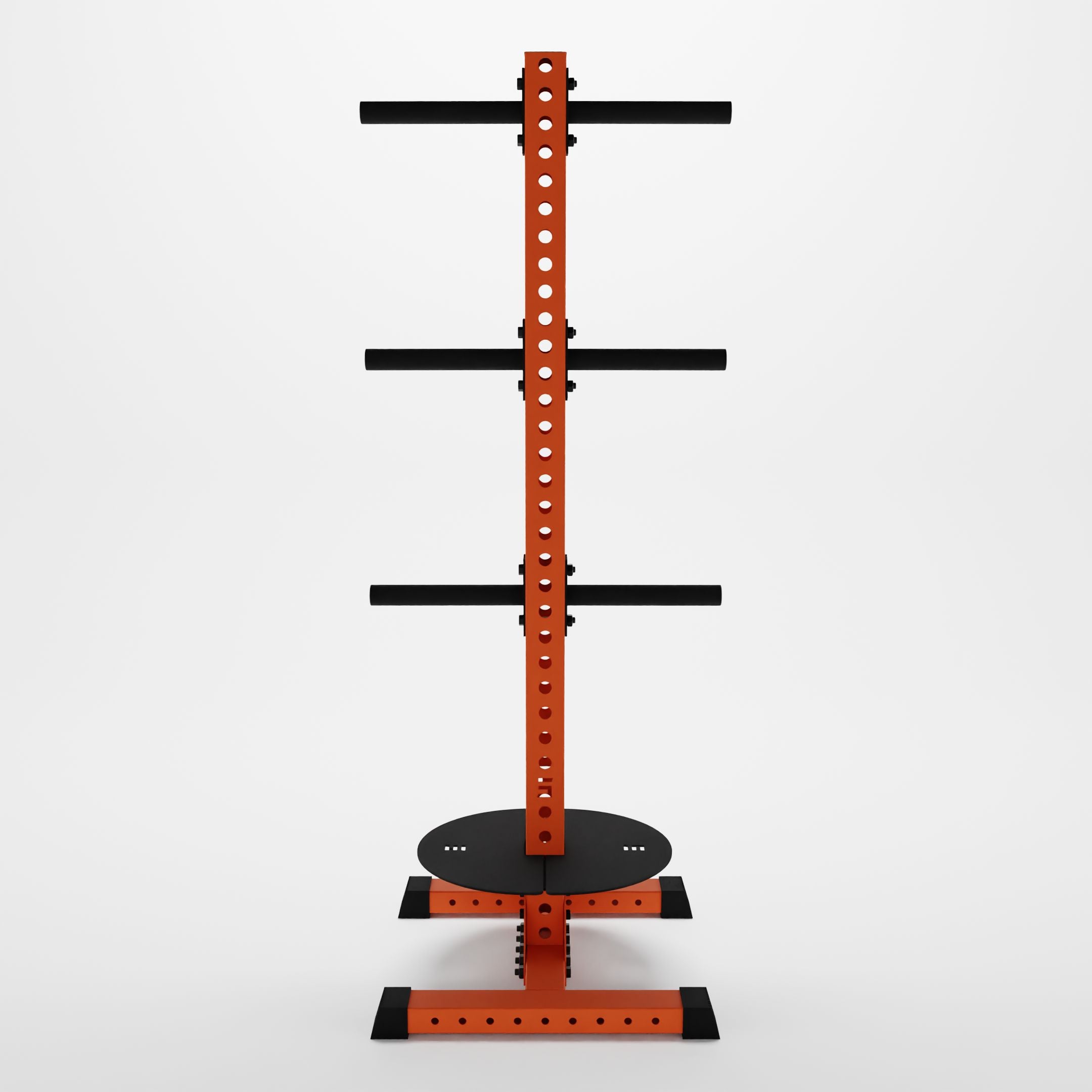 orange delta pk vertical hybrid weight plate and kettlebell storage rack