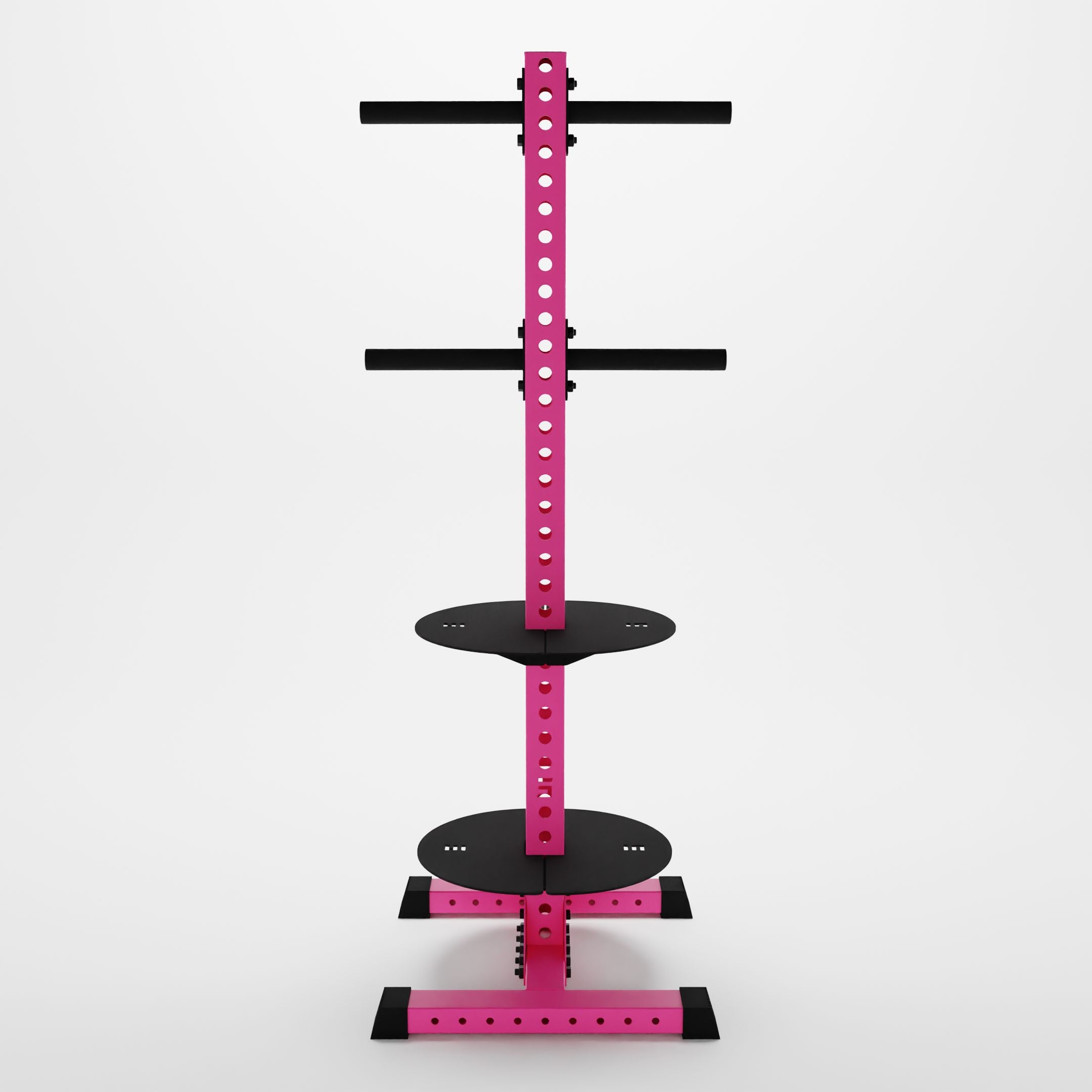 pink delta pk vertical hybrid weight plate and kettlebell storage rack