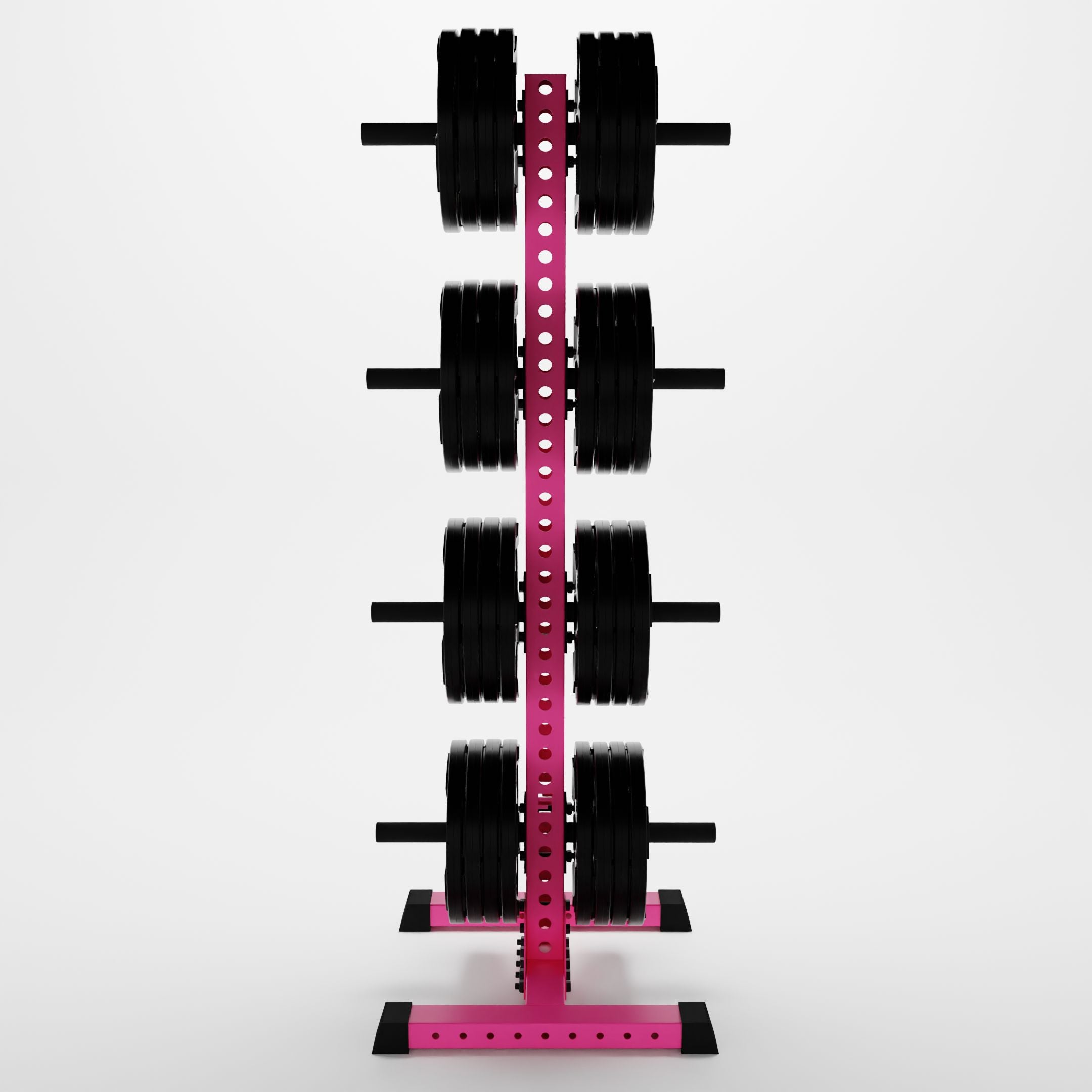 pink delta 4-tier vertical weight plate tree storing weight plates