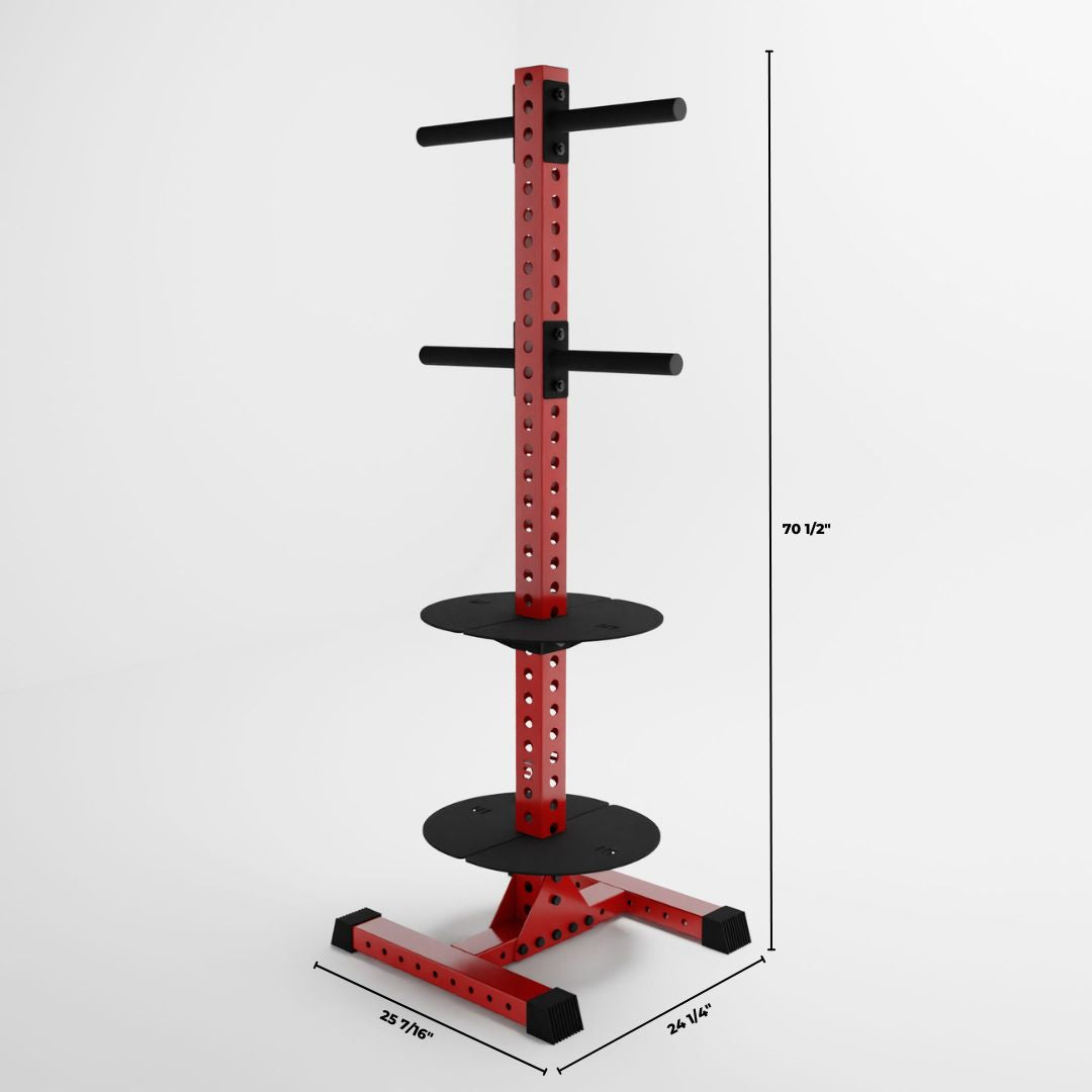 red delta pk vertical hybrid weight plate and kettlebell storage rack dimensions