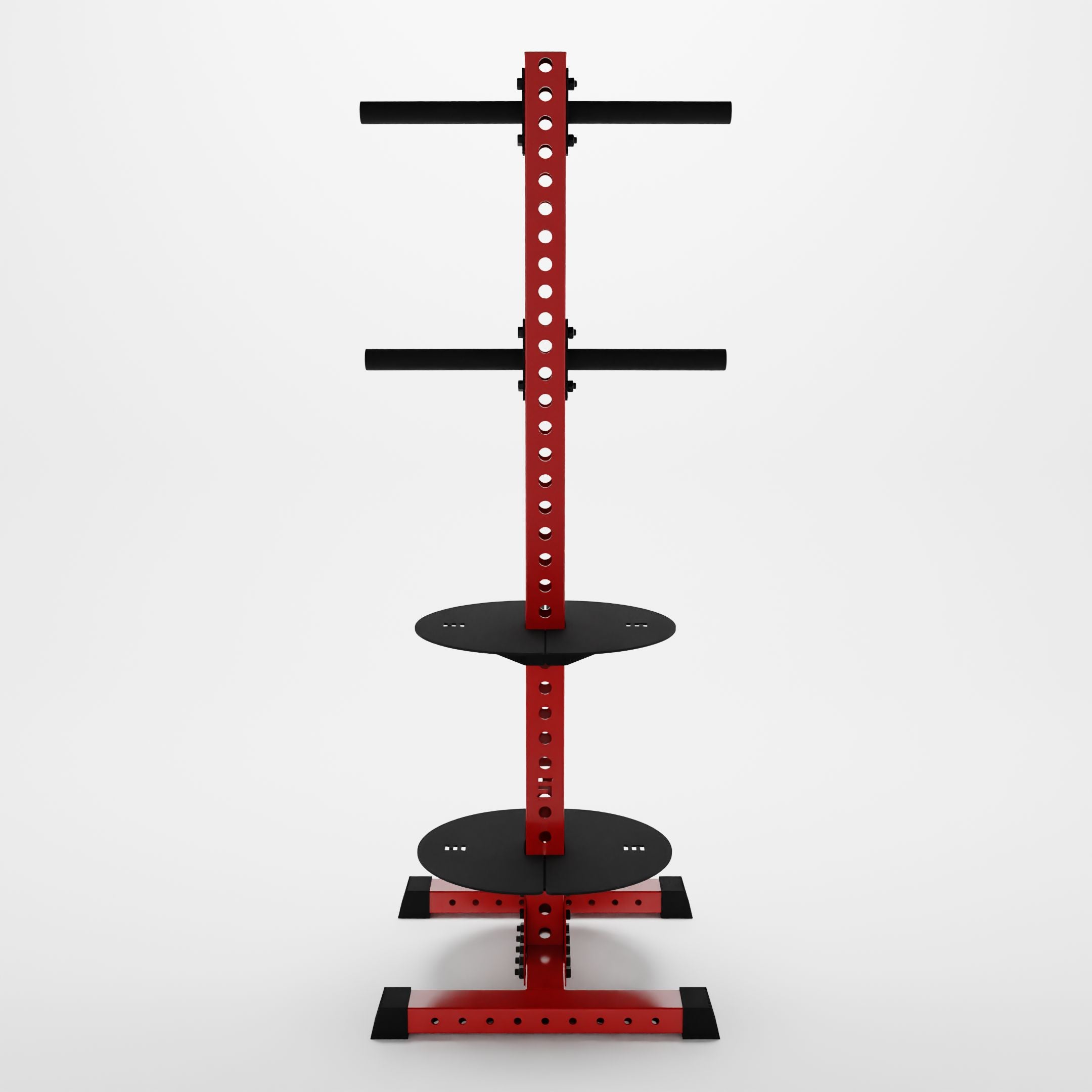 red delta pk vertical hybrid weight plate and kettlebell storage rack