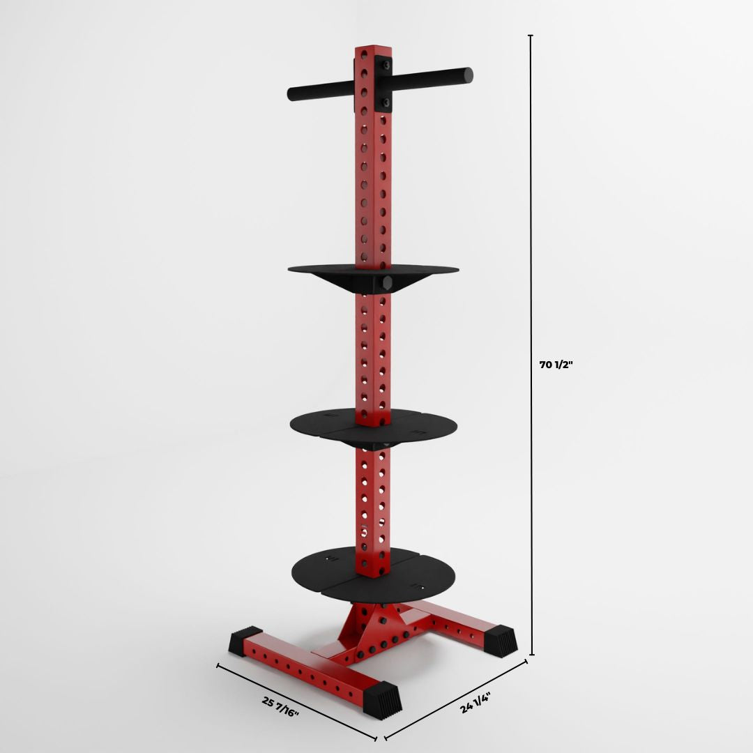 red delta pk vertical hybrid weight plate and kettlebell storage rack dimensions