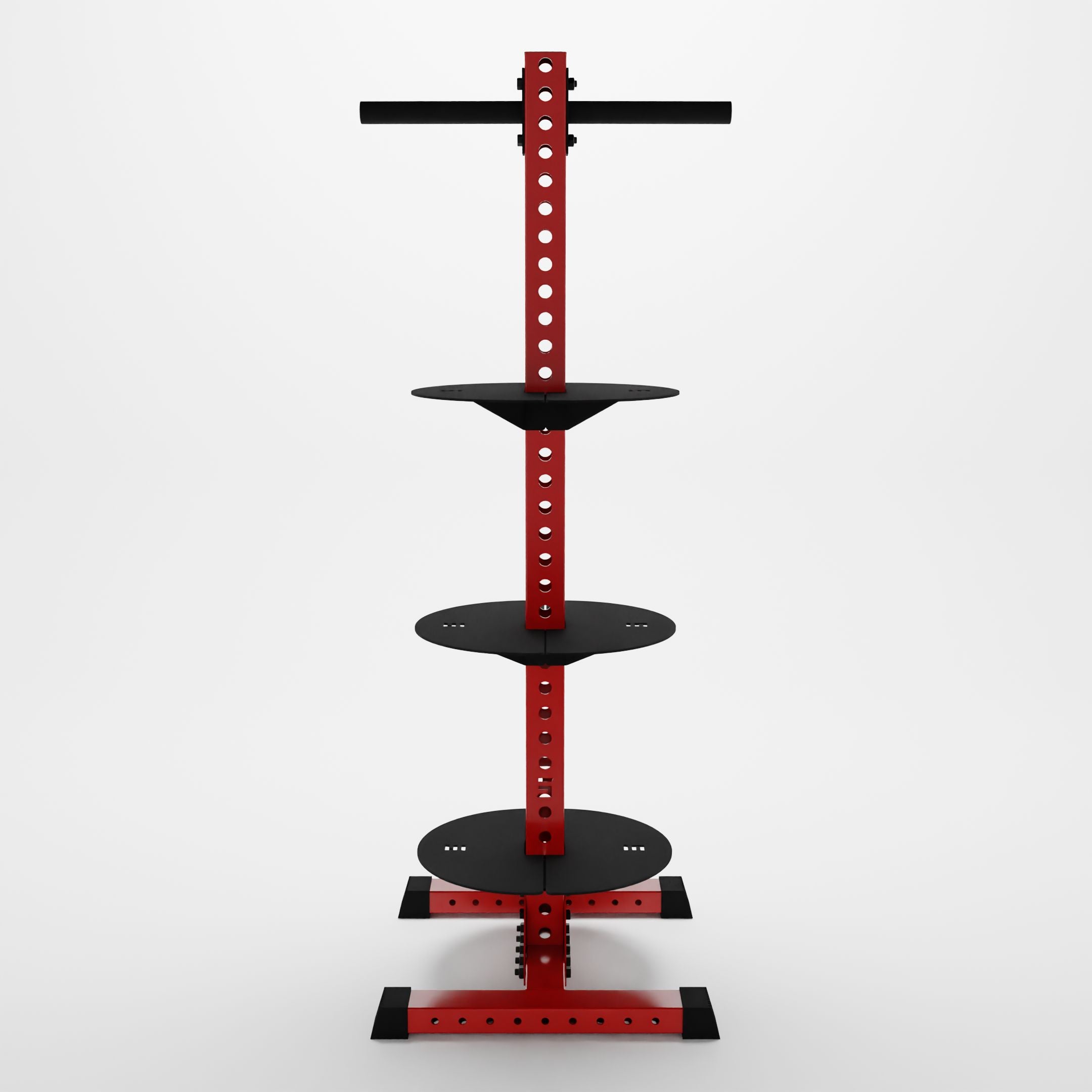 red delta pk vertical hybrid weight plate and kettlebell storage rack