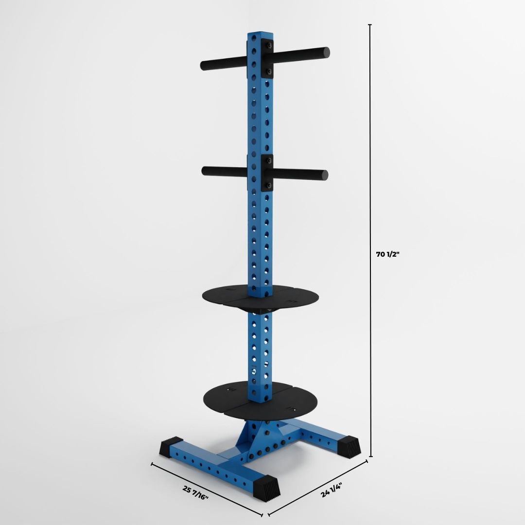 synergy blue delta pk vertical hybrid weight plate and kettlebell storage rack dimensions