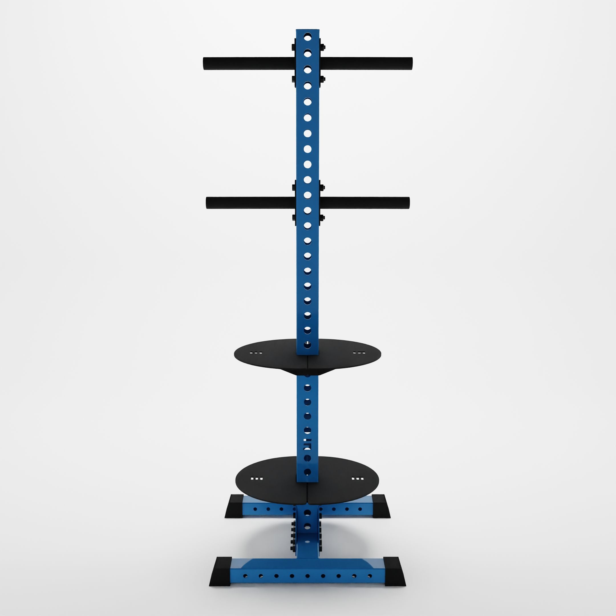 synergy blue delta pk vertical hybrid weight plate and kettlebell storage rack