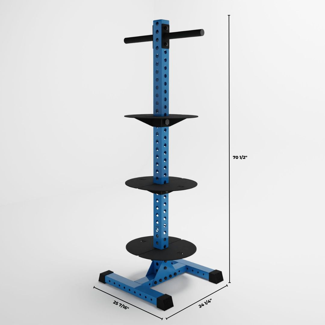synergy blue delta pk vertical hybrid weight plate and kettlebell storage rack dimensions