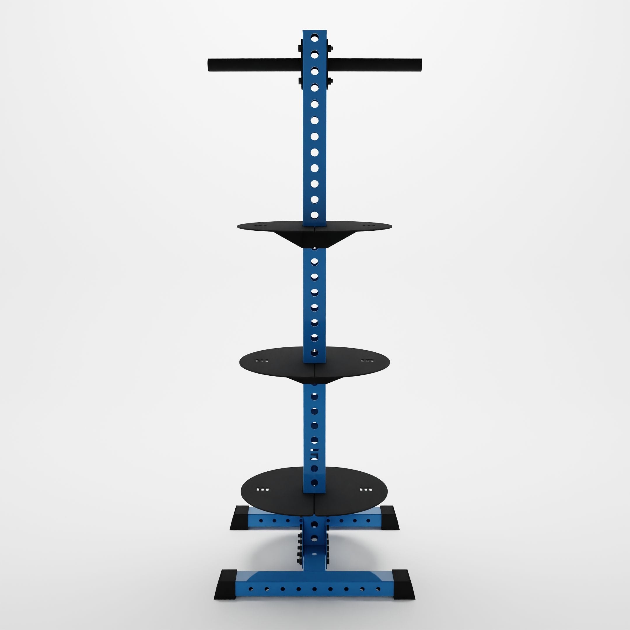synergy blue delta pk vertical hybrid weight plate and kettlebell storage rack
