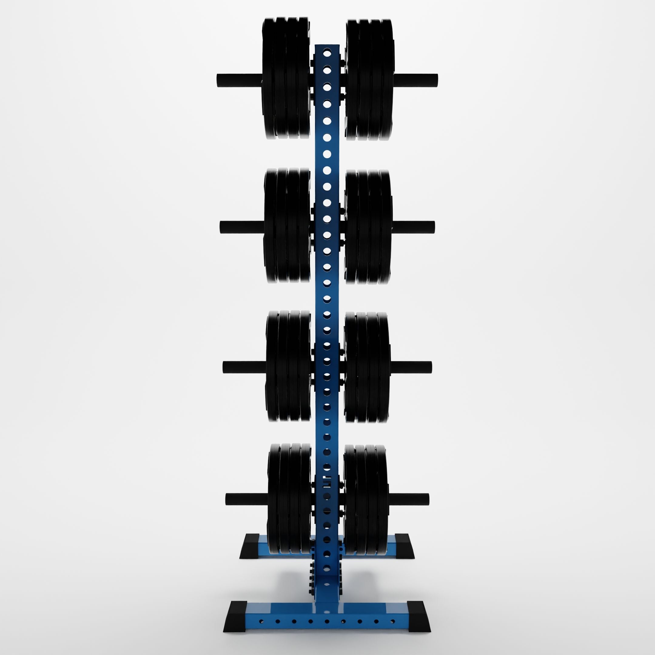 synergy blue delta 4-tier vertical weight plate tree storing weight plates