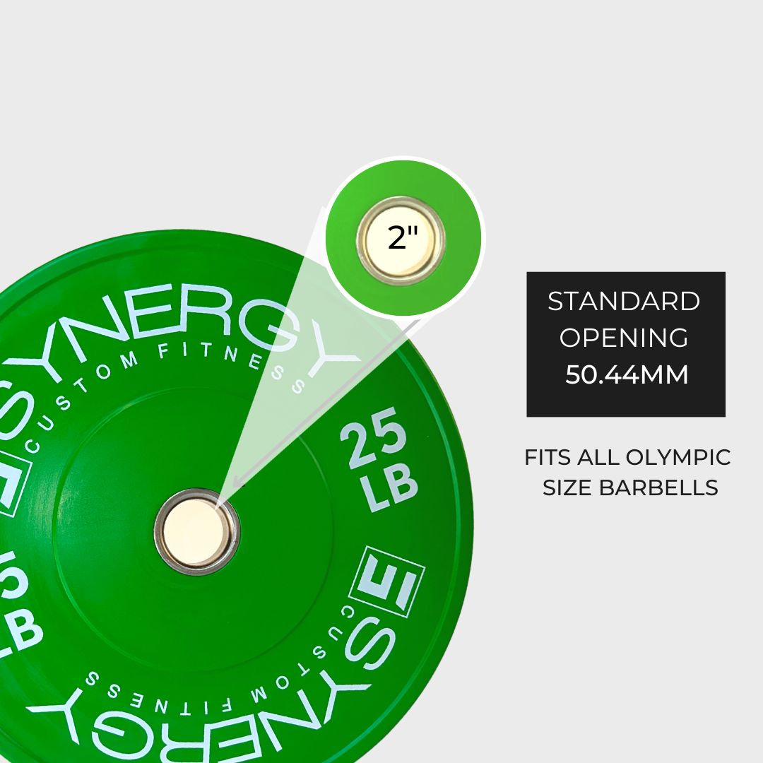 synergy custom fitness green 25 lb bumper plate