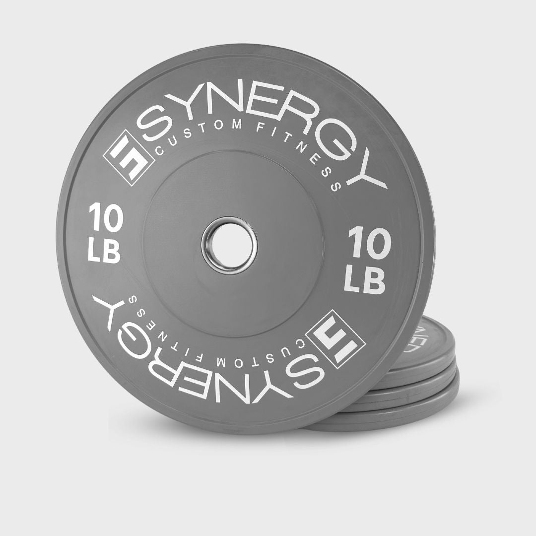 synergy custom fitness grey 10 lb bumper plates