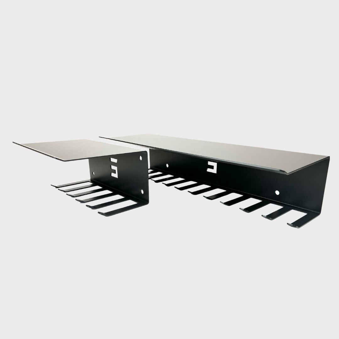 wall mount accessory hangers with shelfs