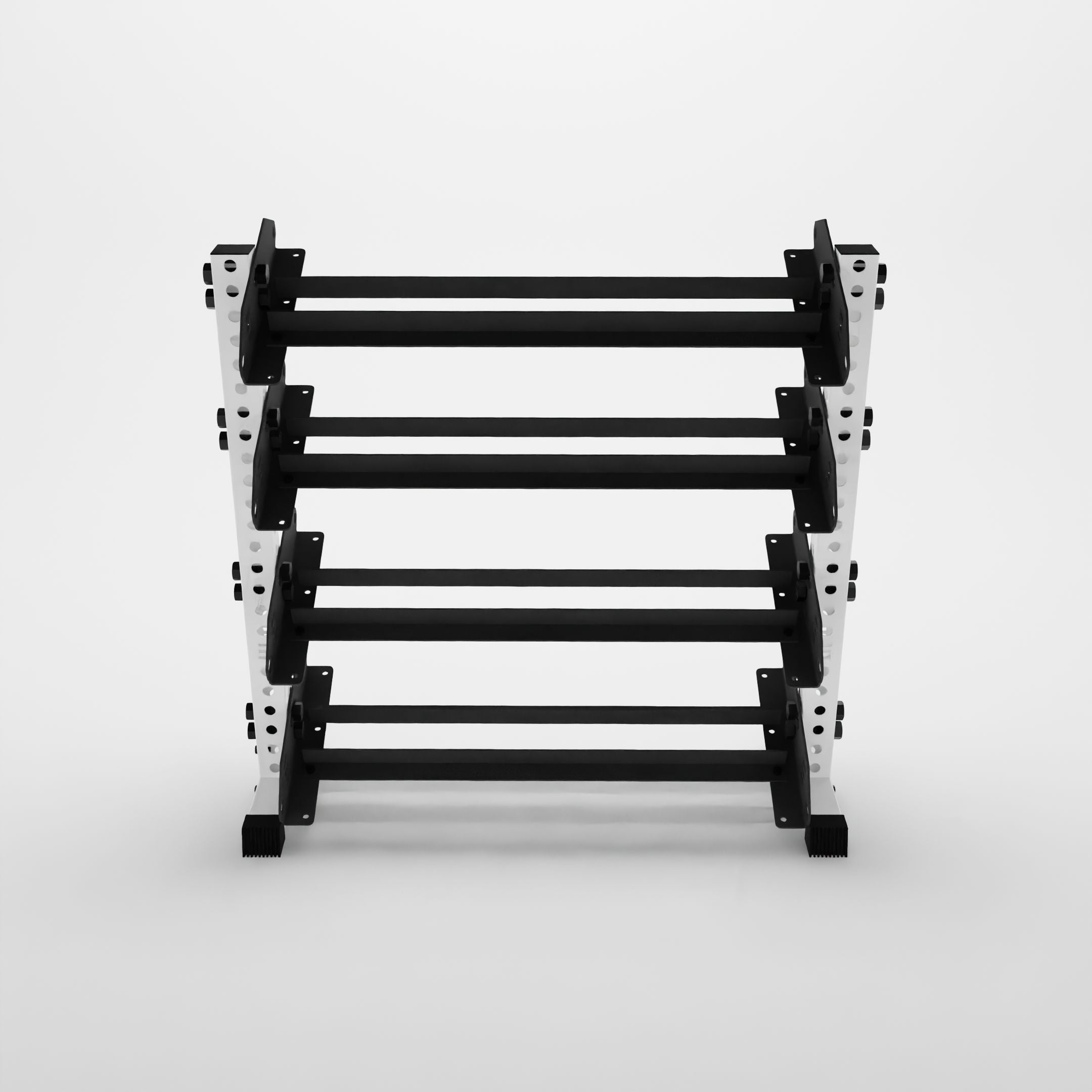 white 43-inch alpha 4-tier horizontal dumbbell rack