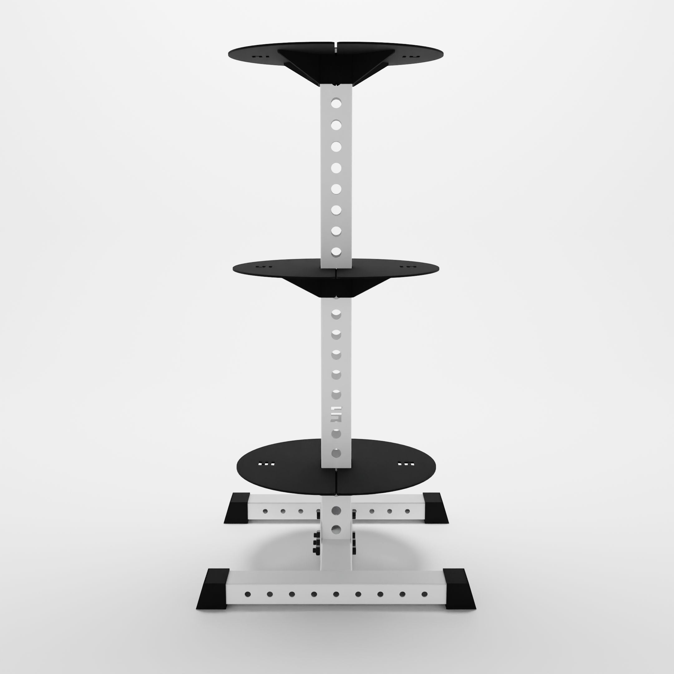 white alpha 3-tier vertical kettlebell rack