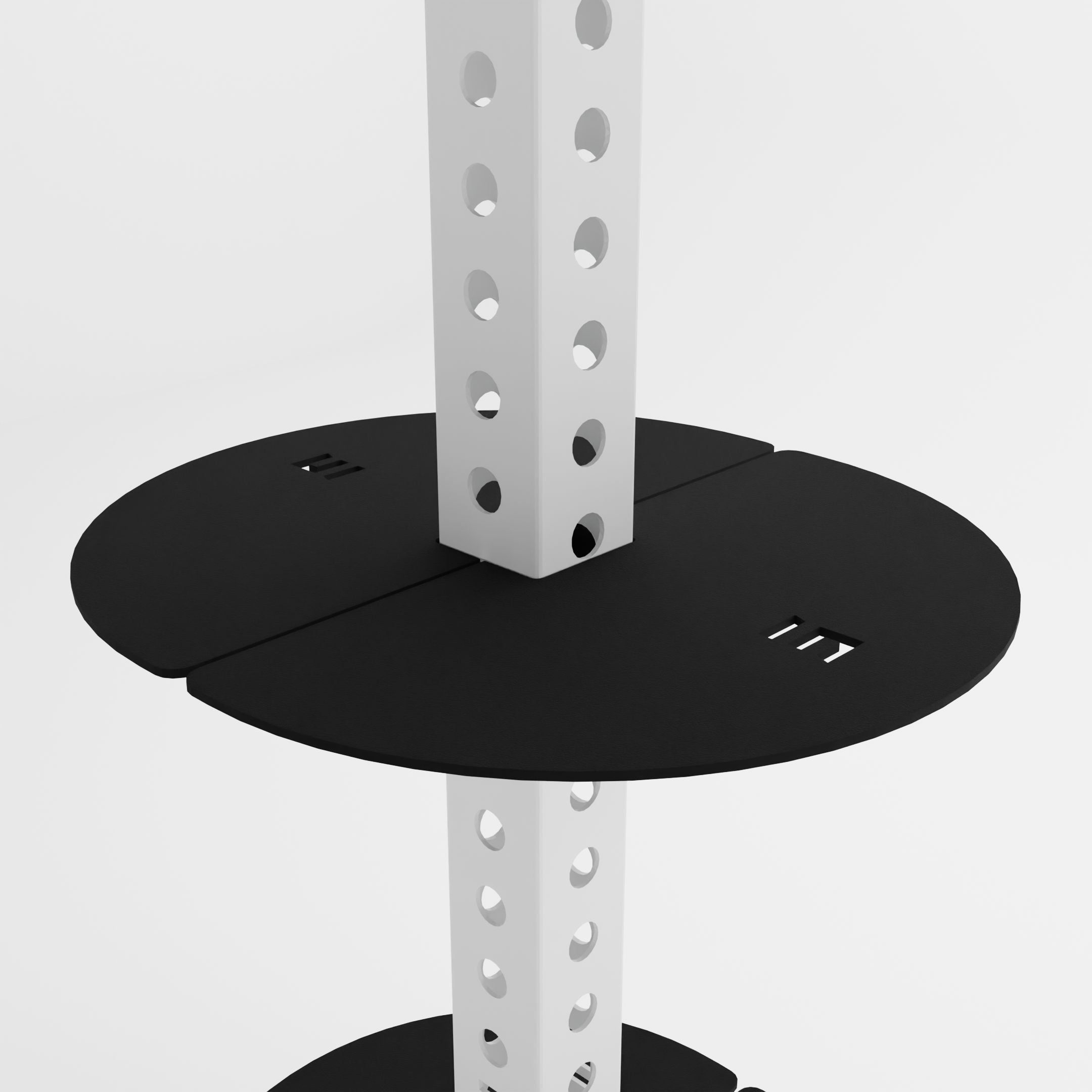 white alpha 3-tier vertical kettlebell rack shelf