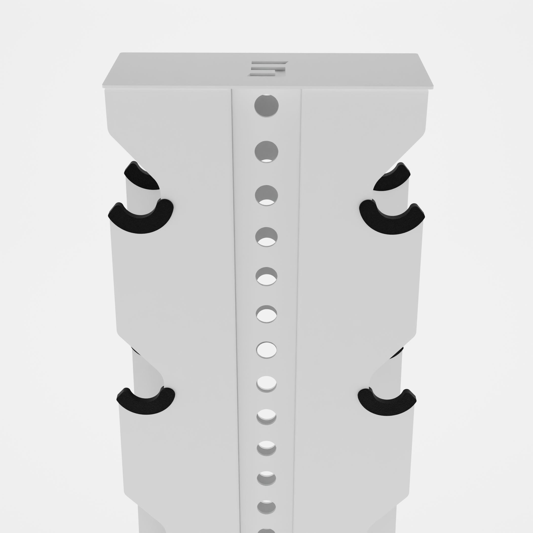 white alpha elite vertical dumbbell storage rack top view